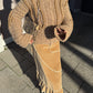 Velvet camel long skirt