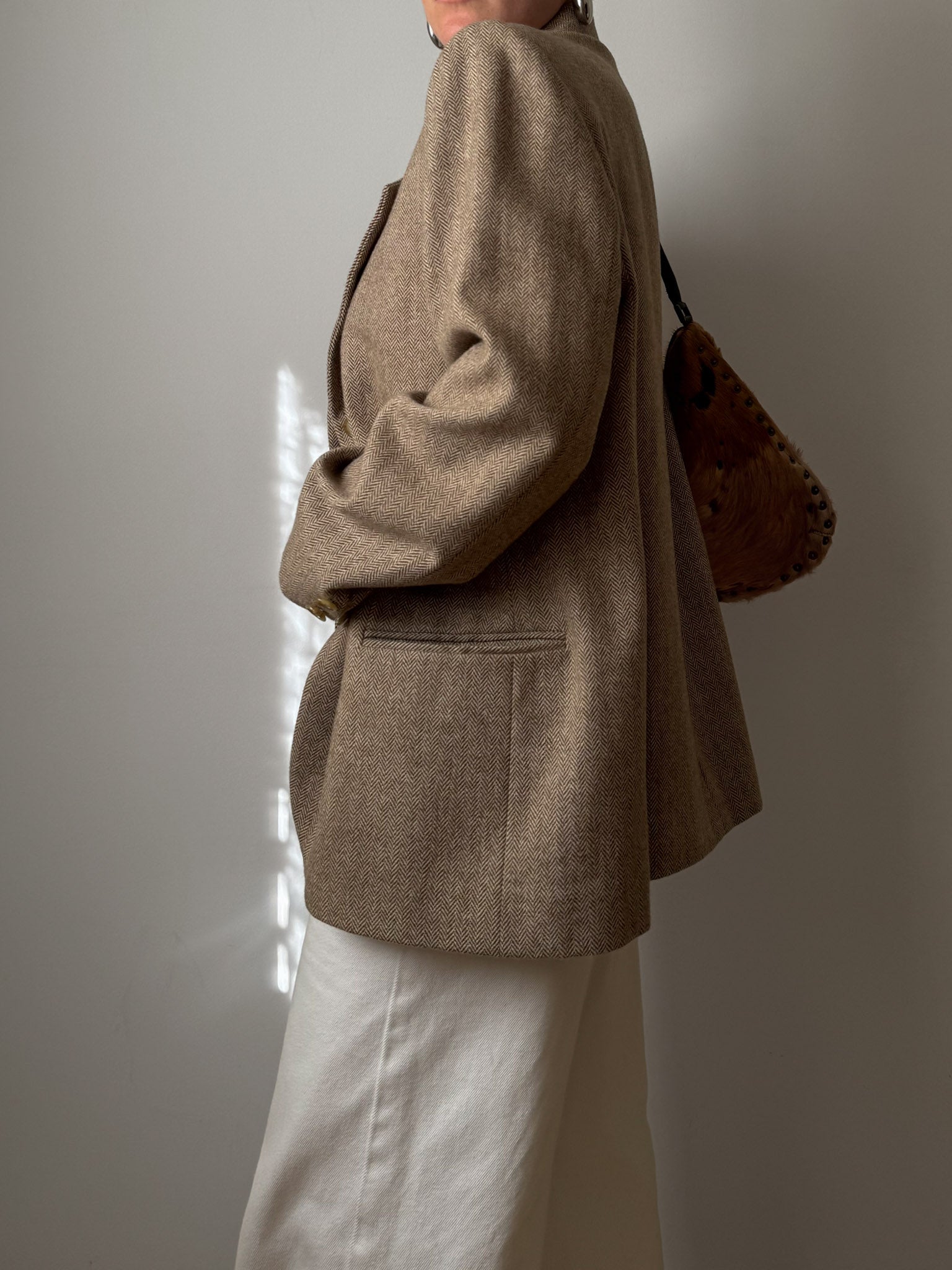 Pure wool herringbone blazer