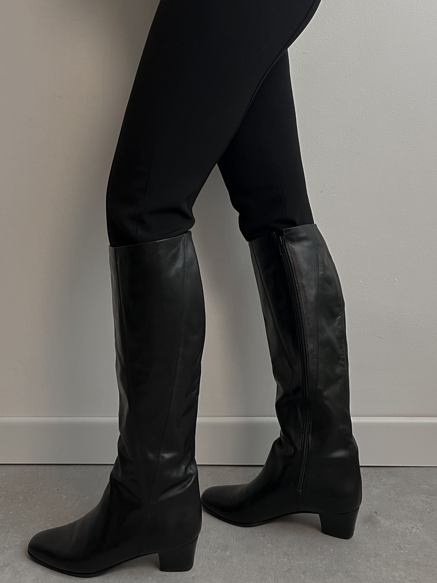 Genuine leather black boots