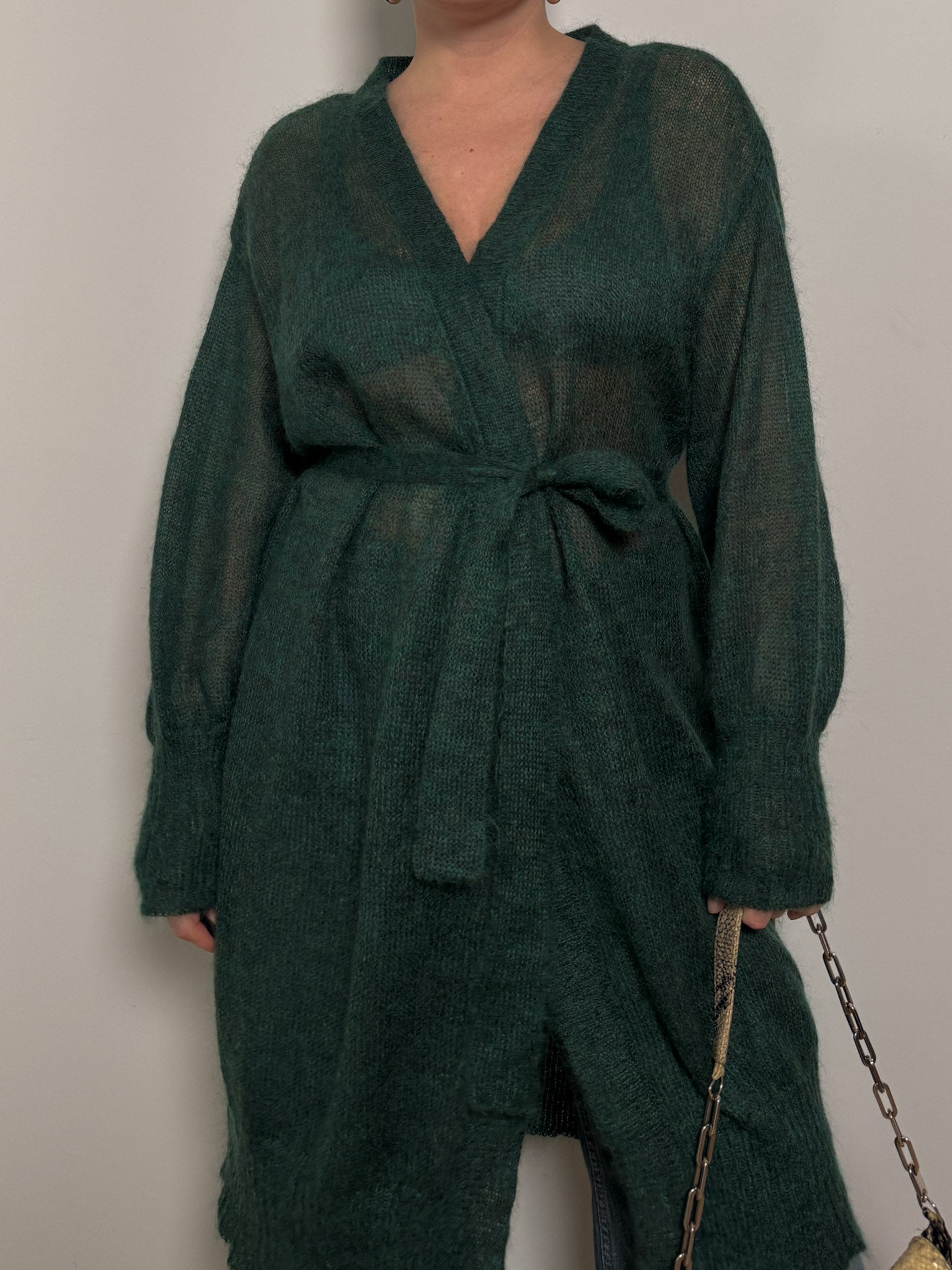 Mohair green maxi cardigan