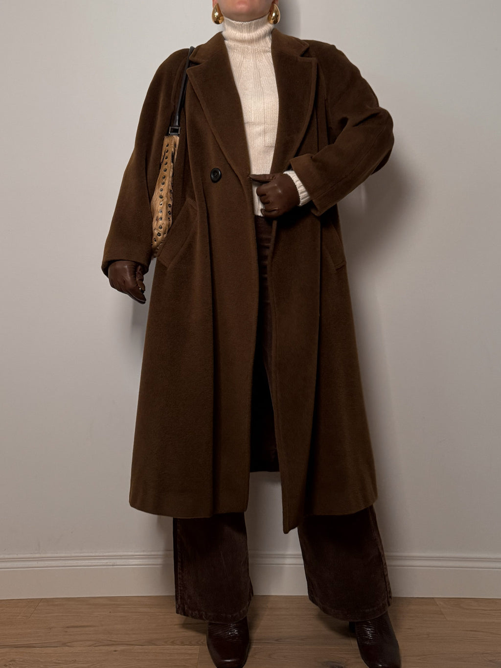 Pure virgin wool brown coat