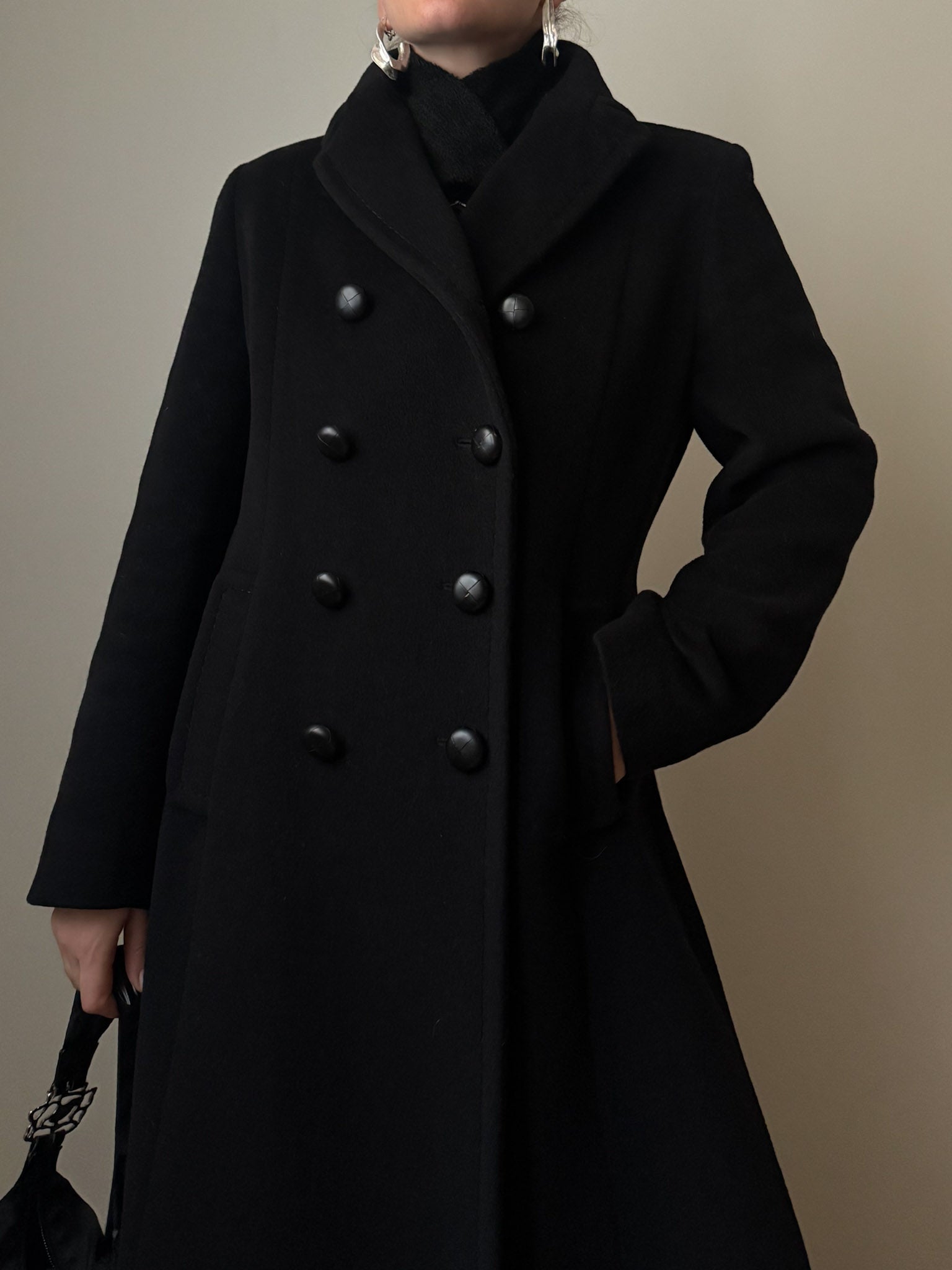 Cinzia Rocca pure wool black coat