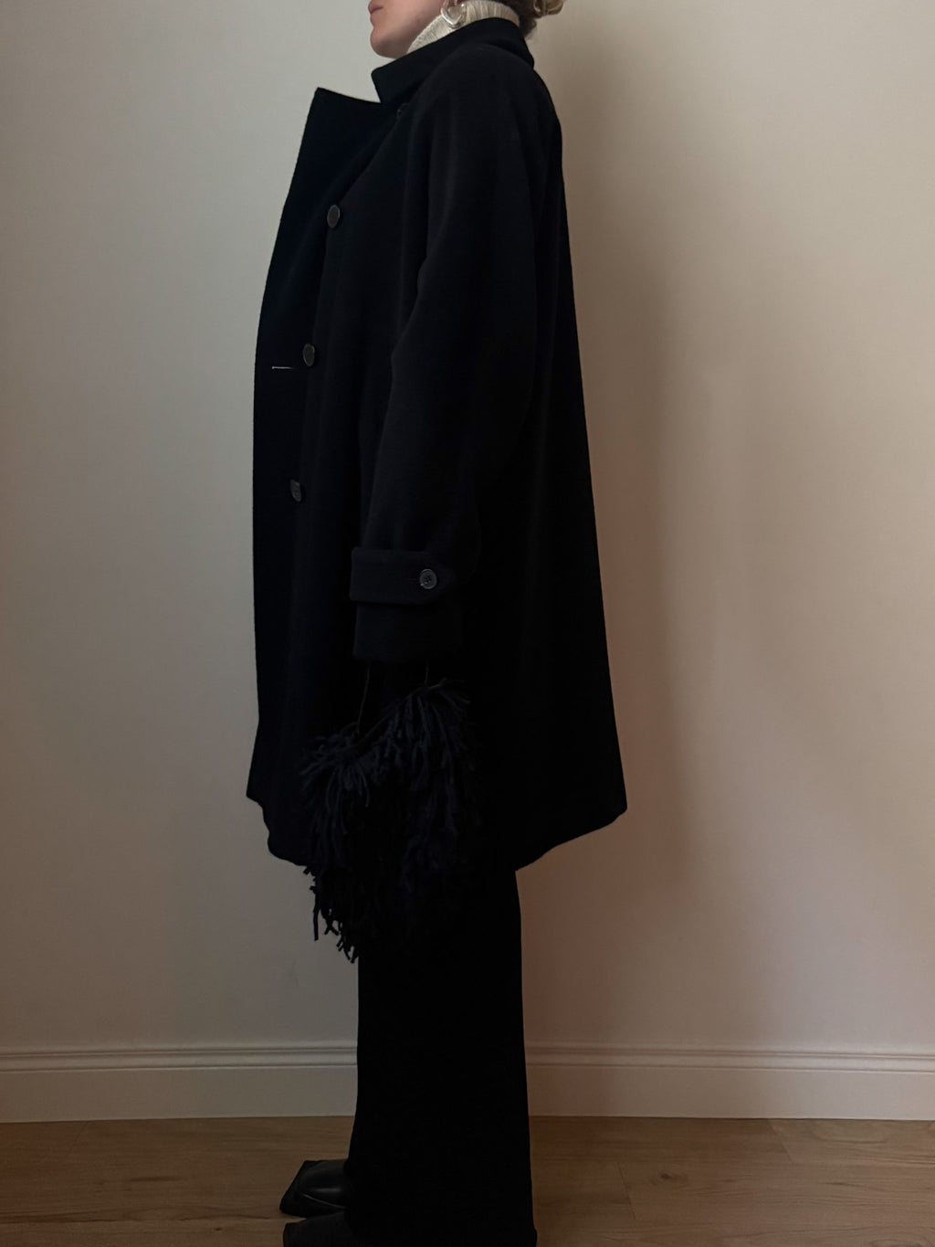 Pure virgin wool black coat