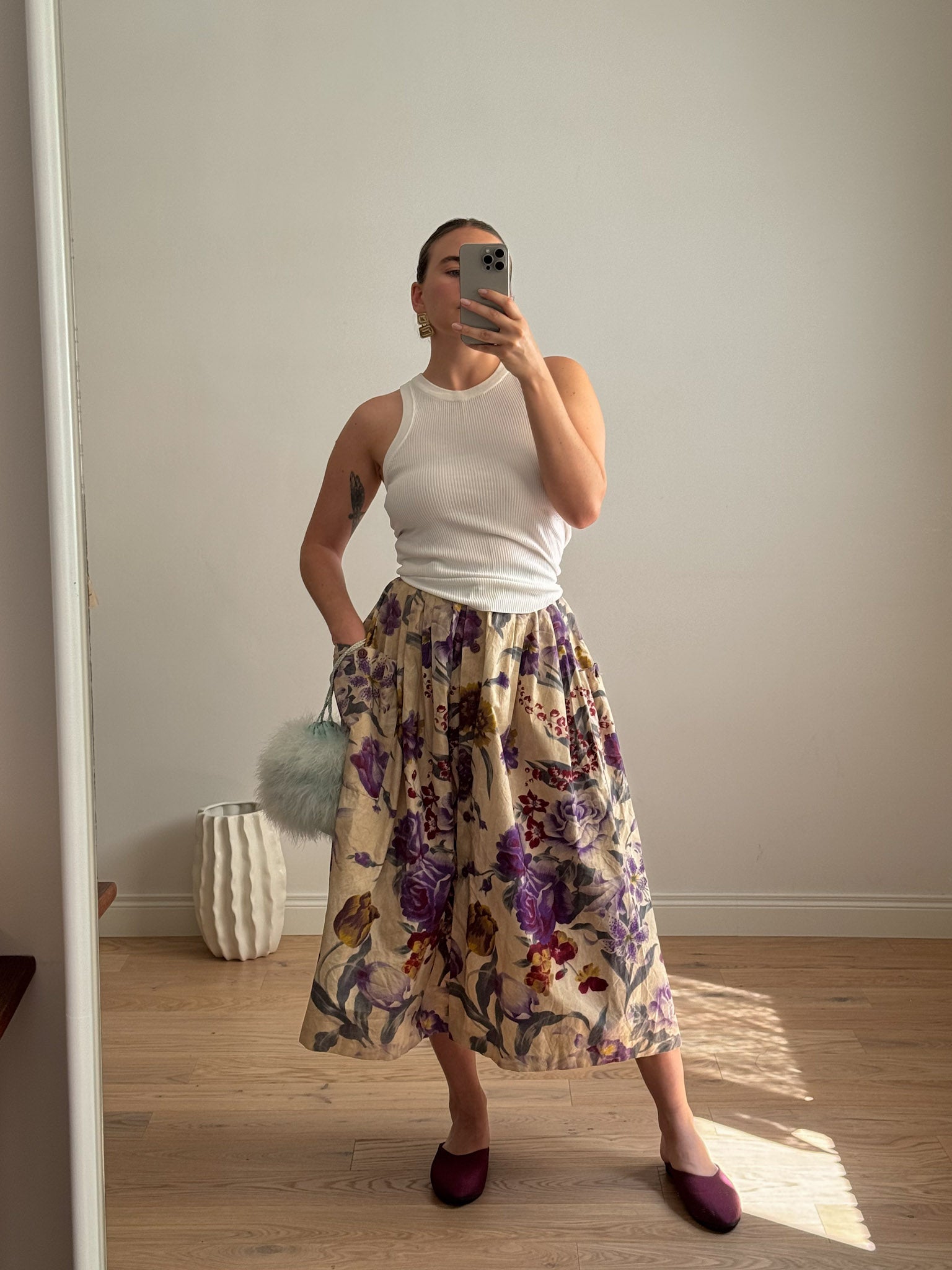 Pure cotton floral skirt