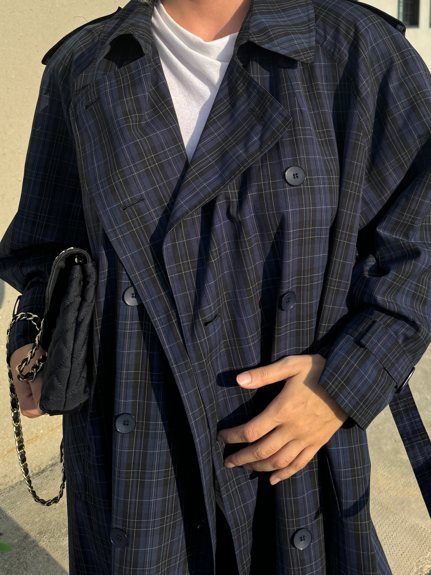 Tartan blue trench