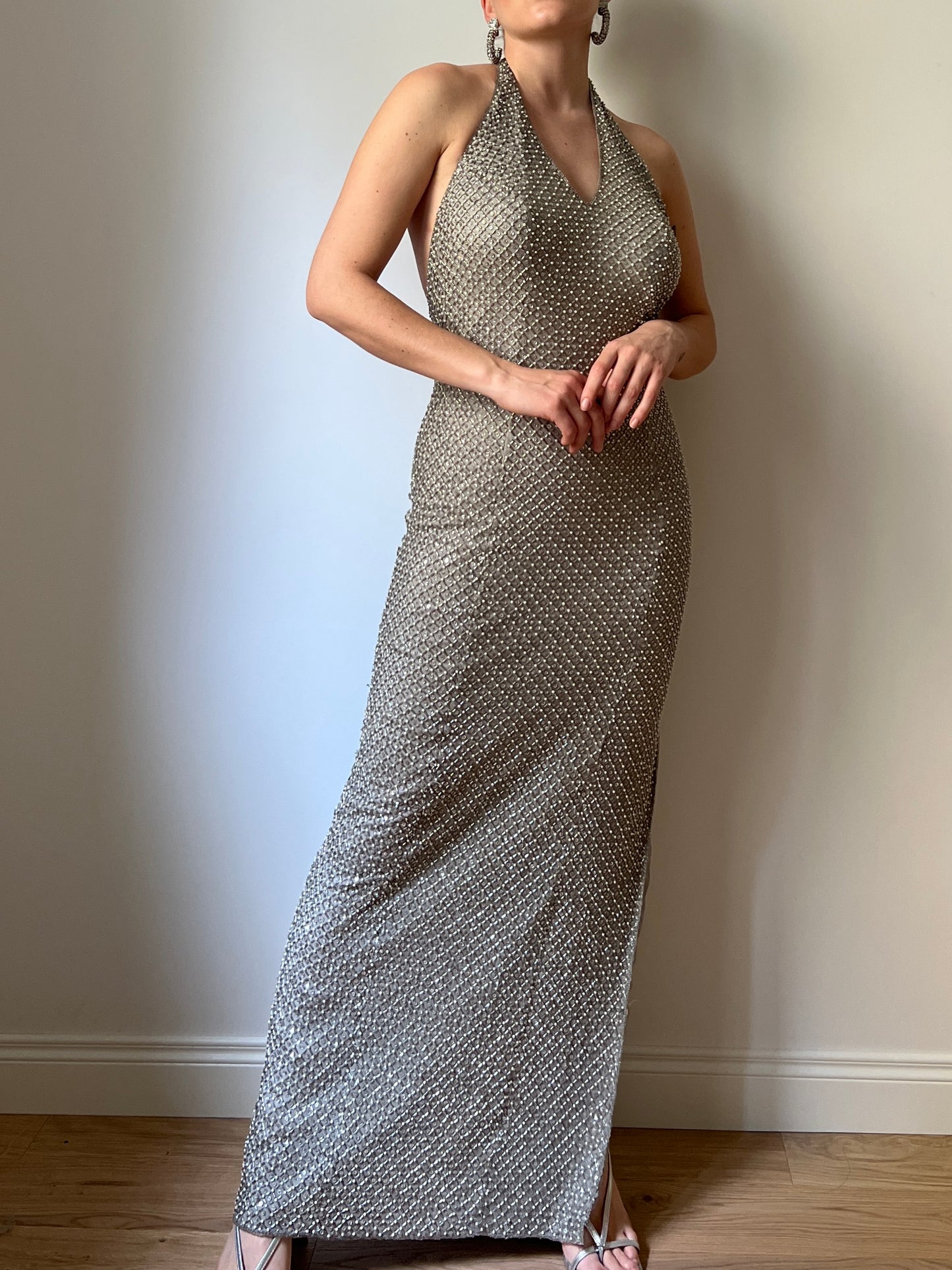 Tailored silver long dress