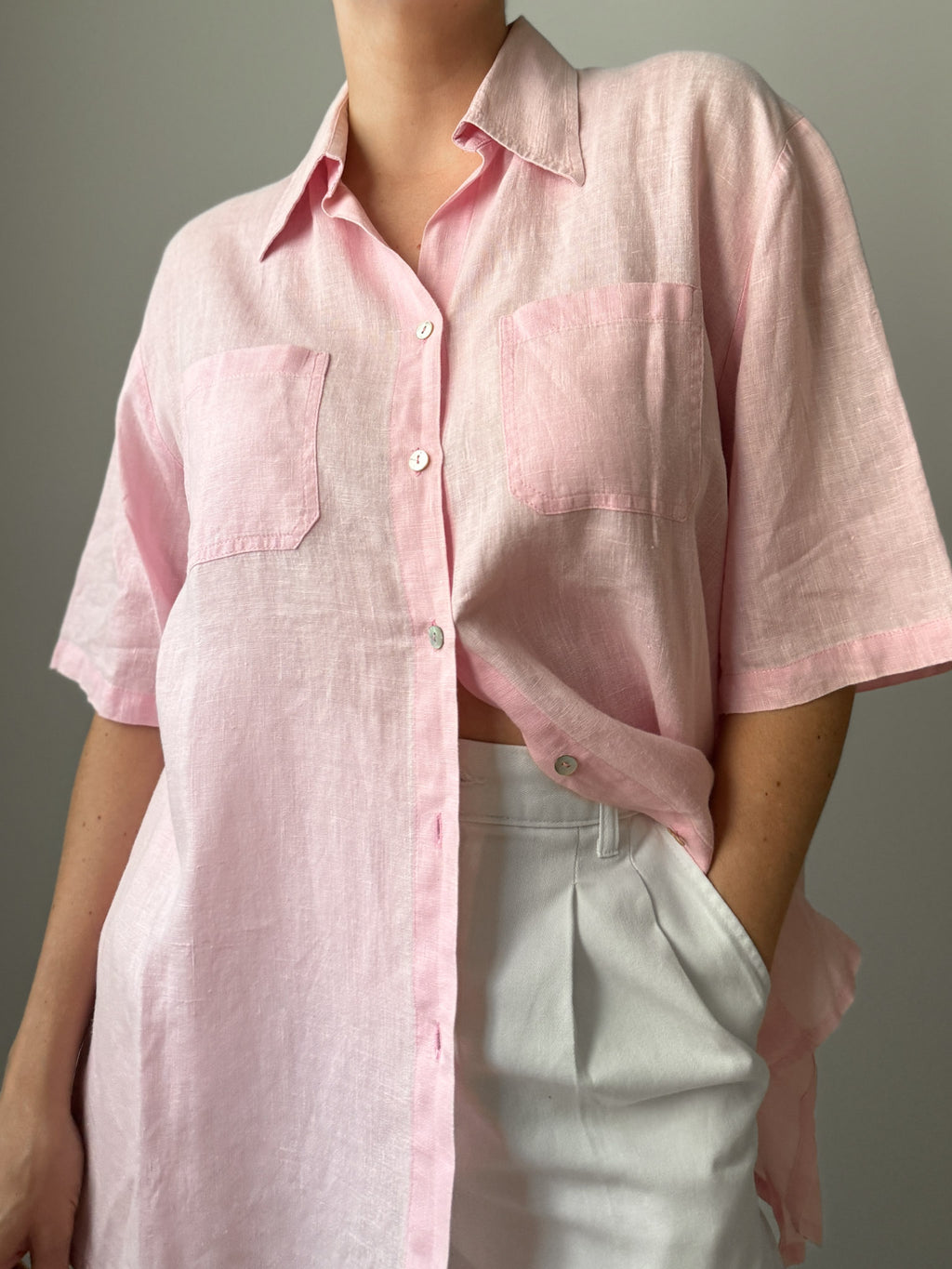 Pure linen pink shirt