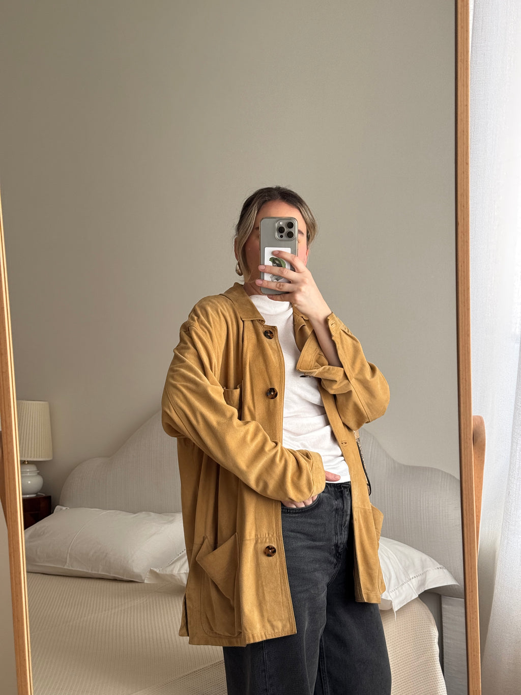 Real suede camel shirt