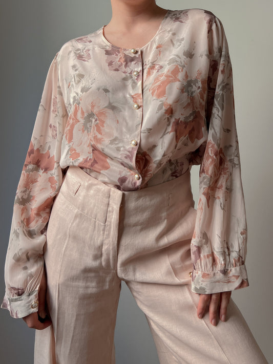 Silk blend floral blouse