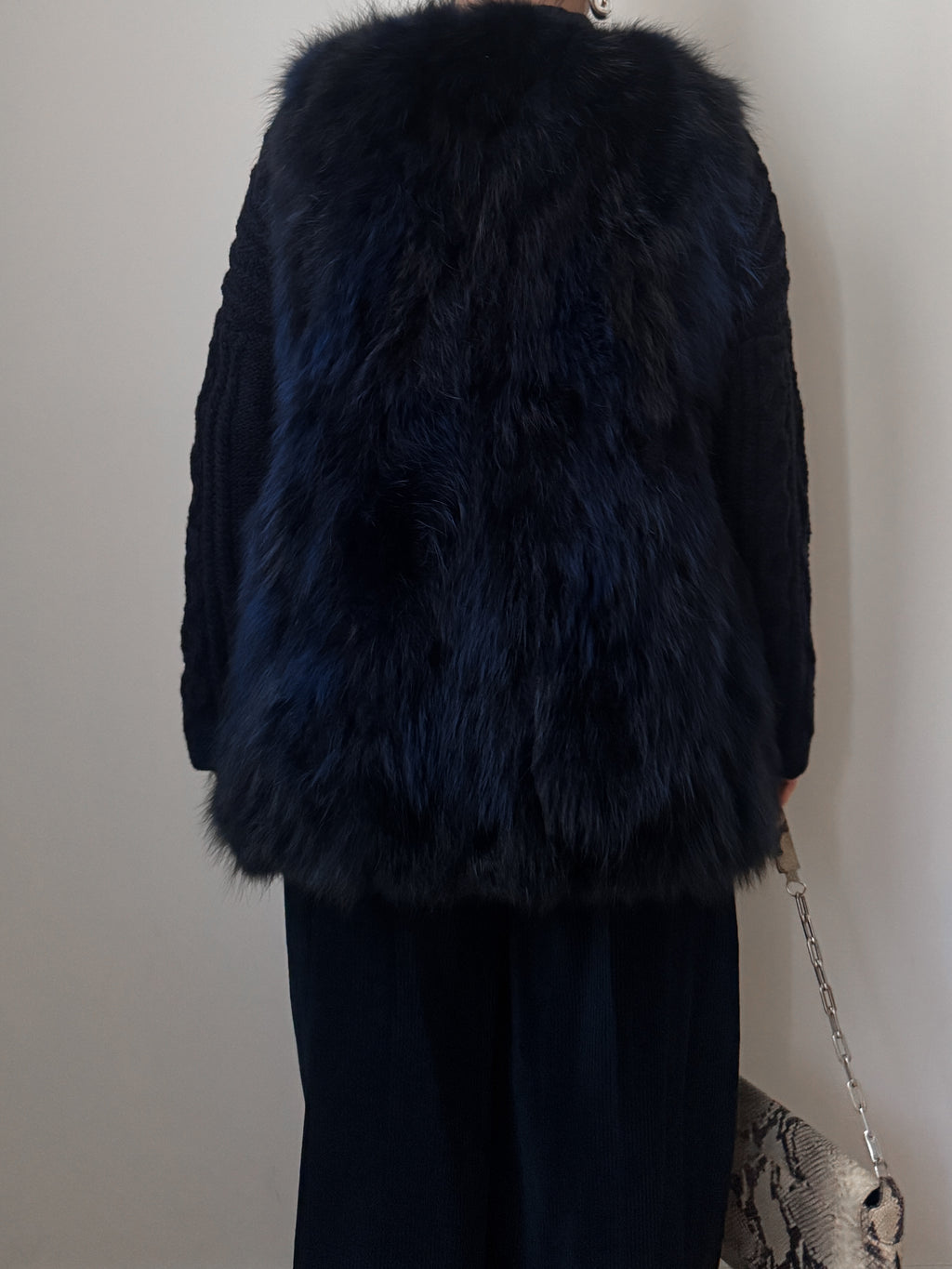 Real fur blue vest