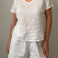 Pure linen white top