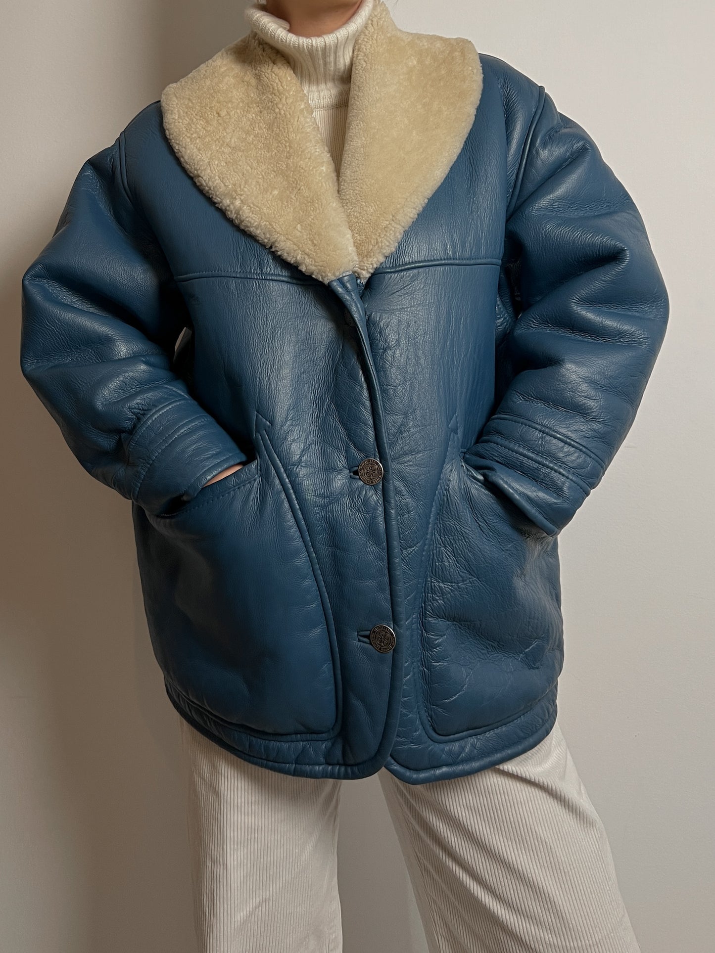 Vintage blue Shearling coat