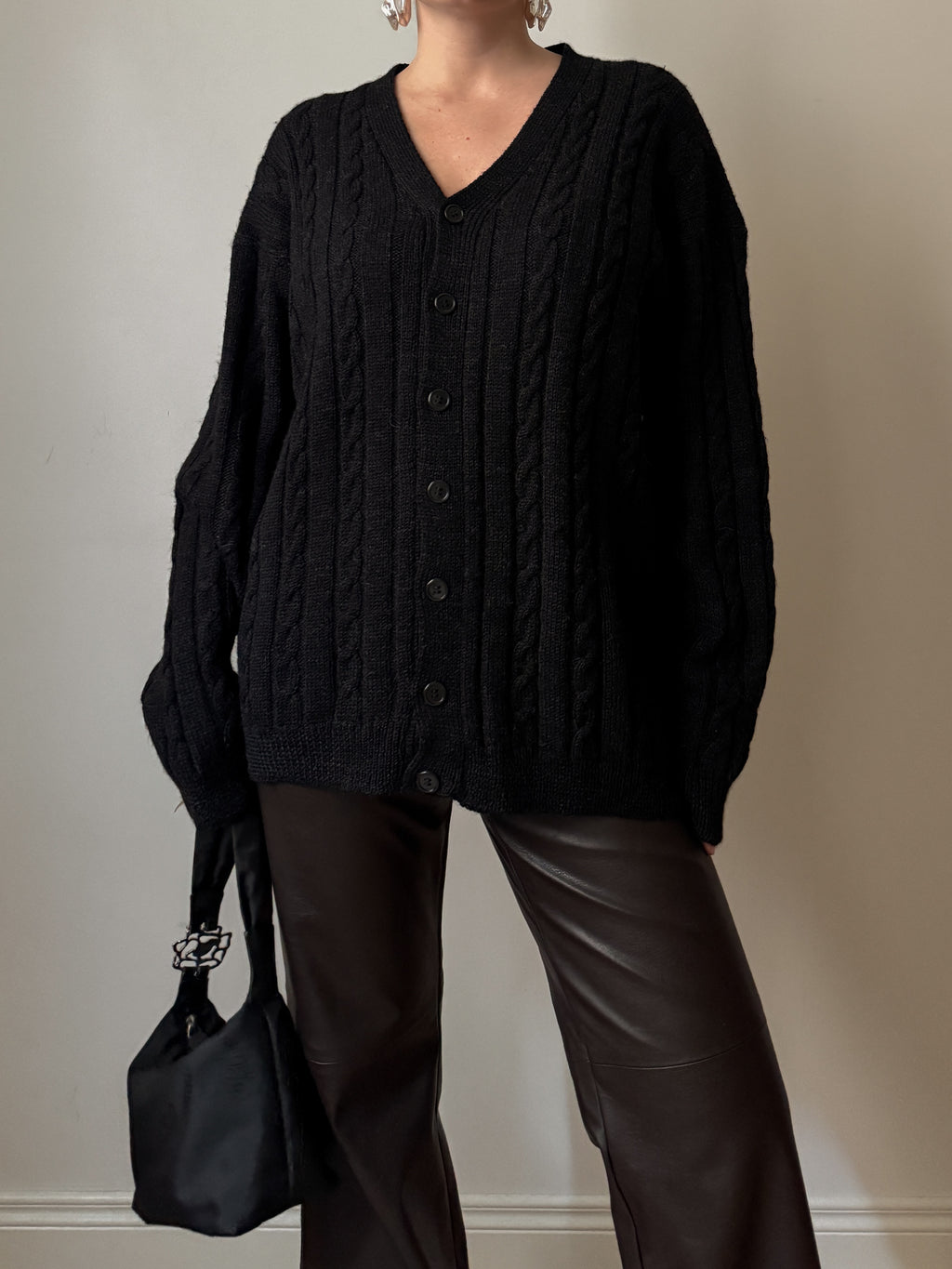 Pure wool anthracite cardigan