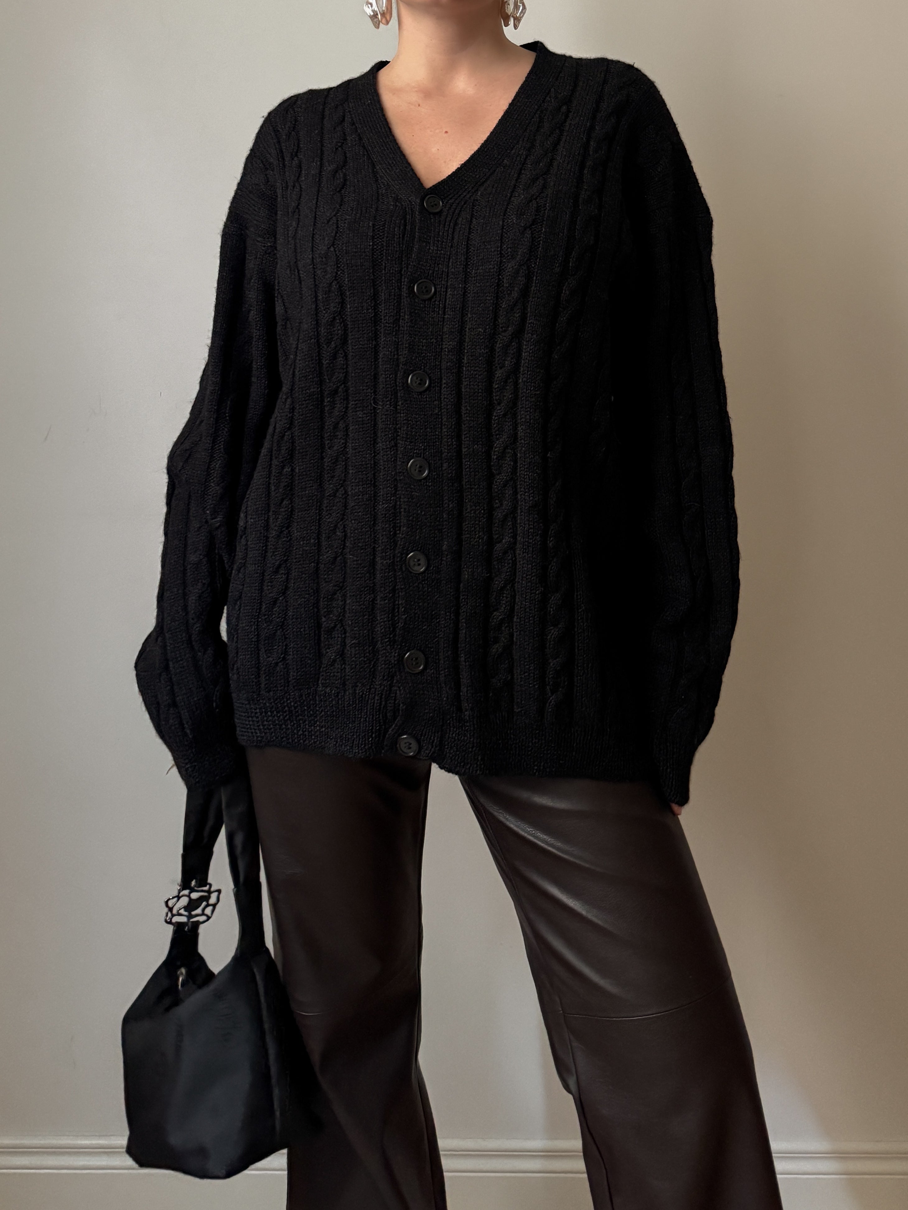 Pure wool anthracite cardigan