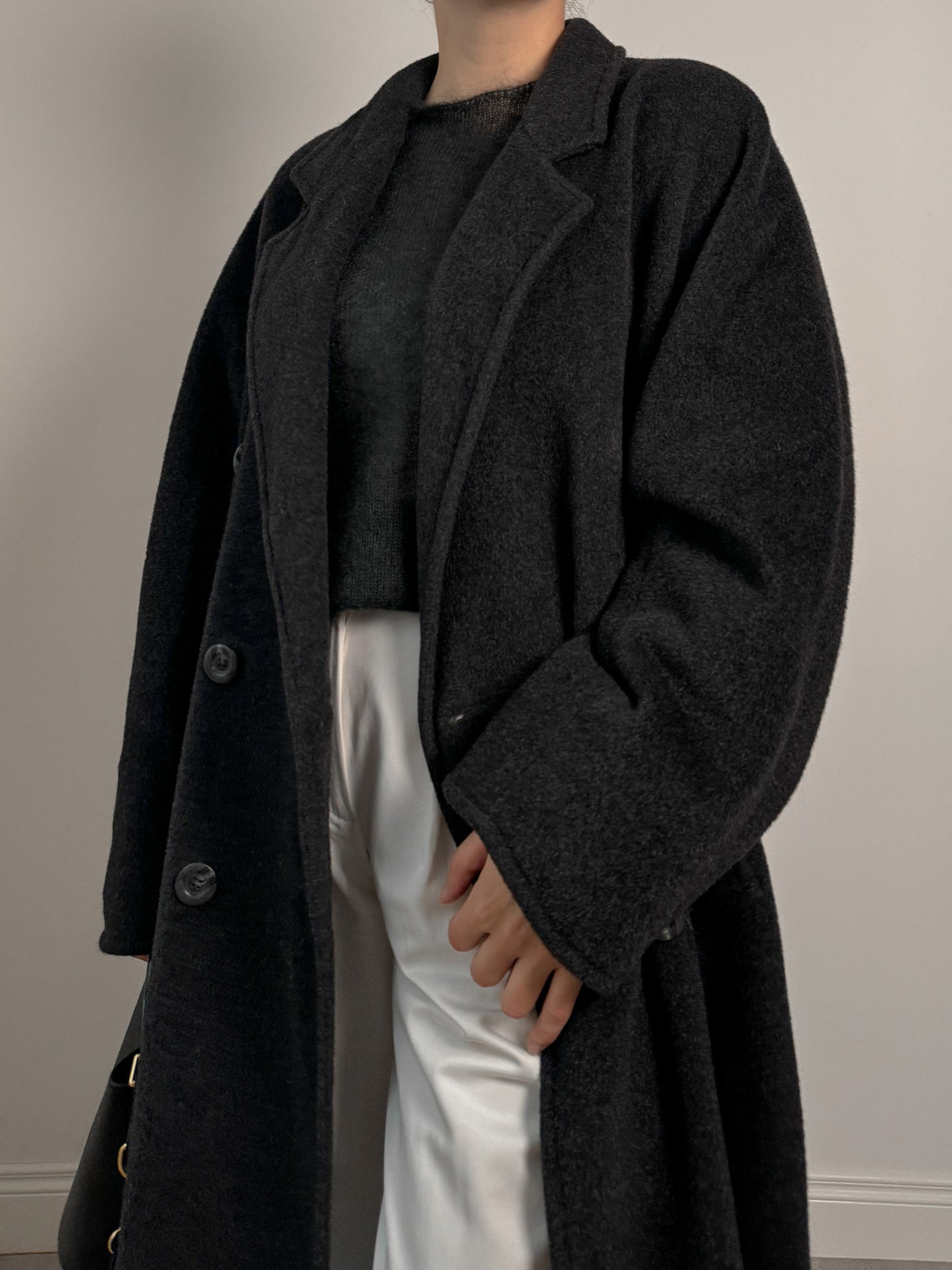 Persona wool and cashmere anthracite coat