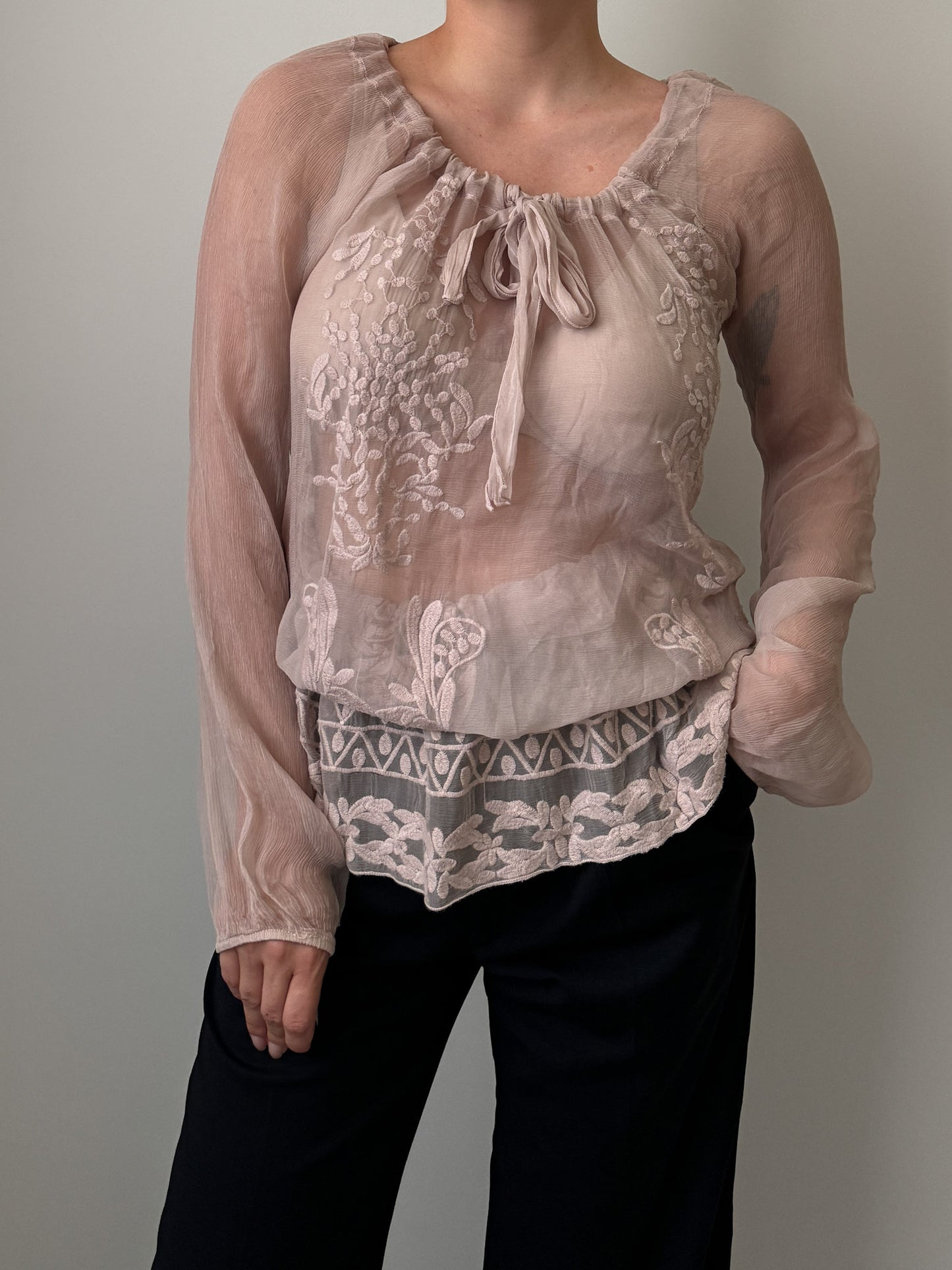 Pure silk sheer blouse