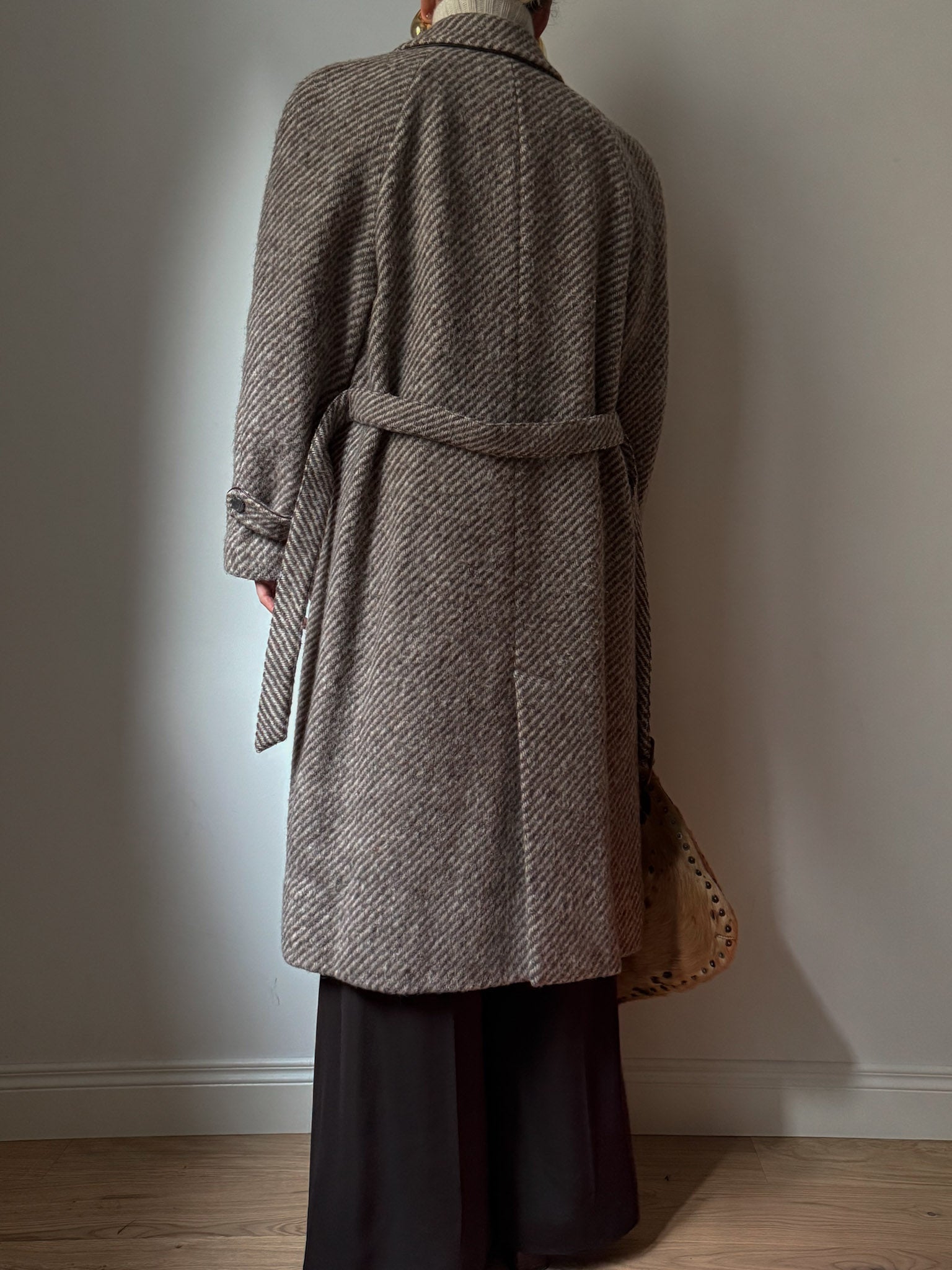 Pure wool herringbone coat