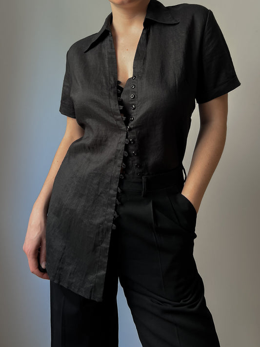 Pure linen black shirt