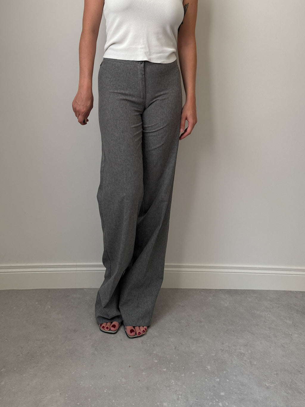 Wide leg grey pants