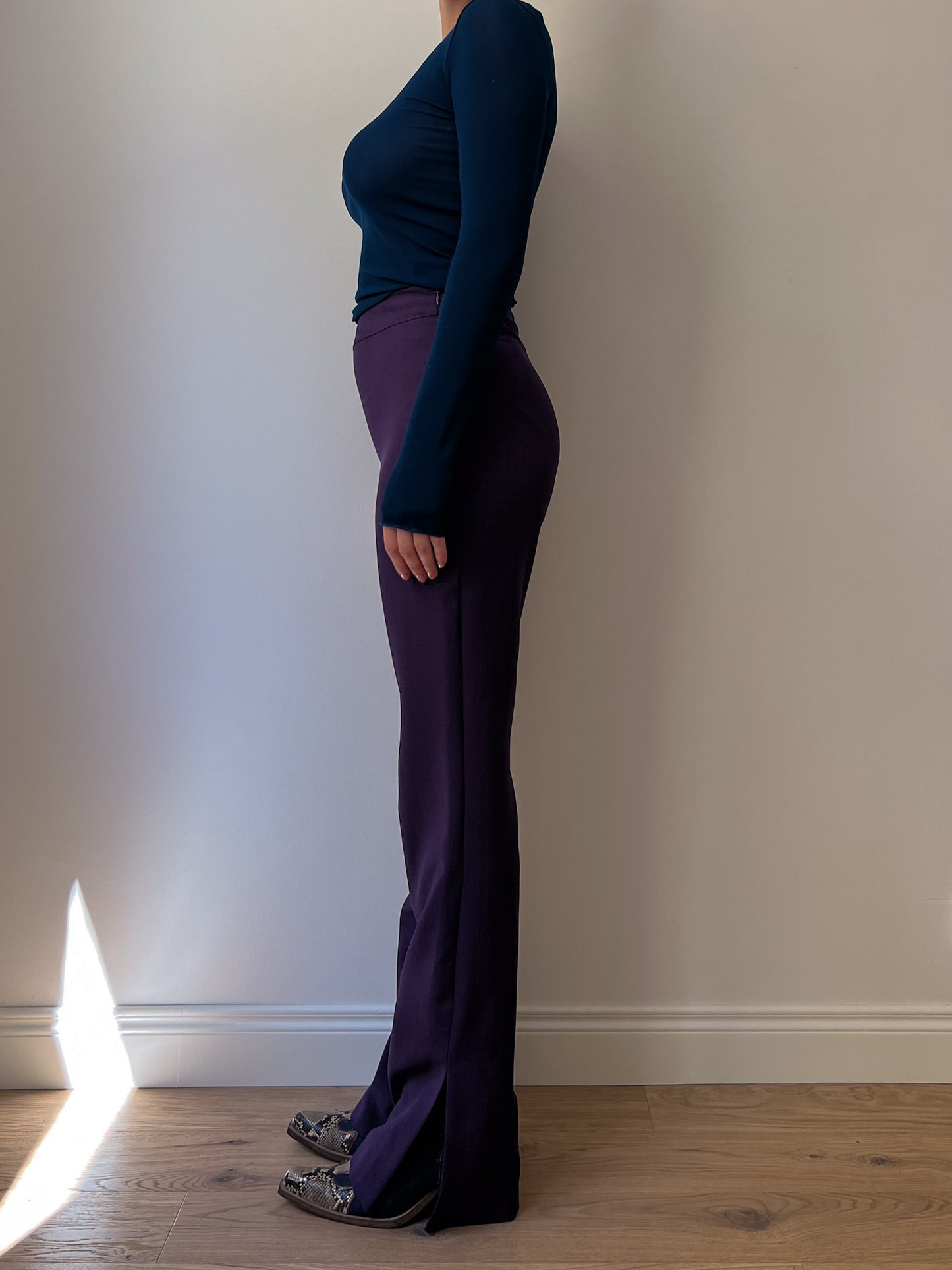 Flared purple pants