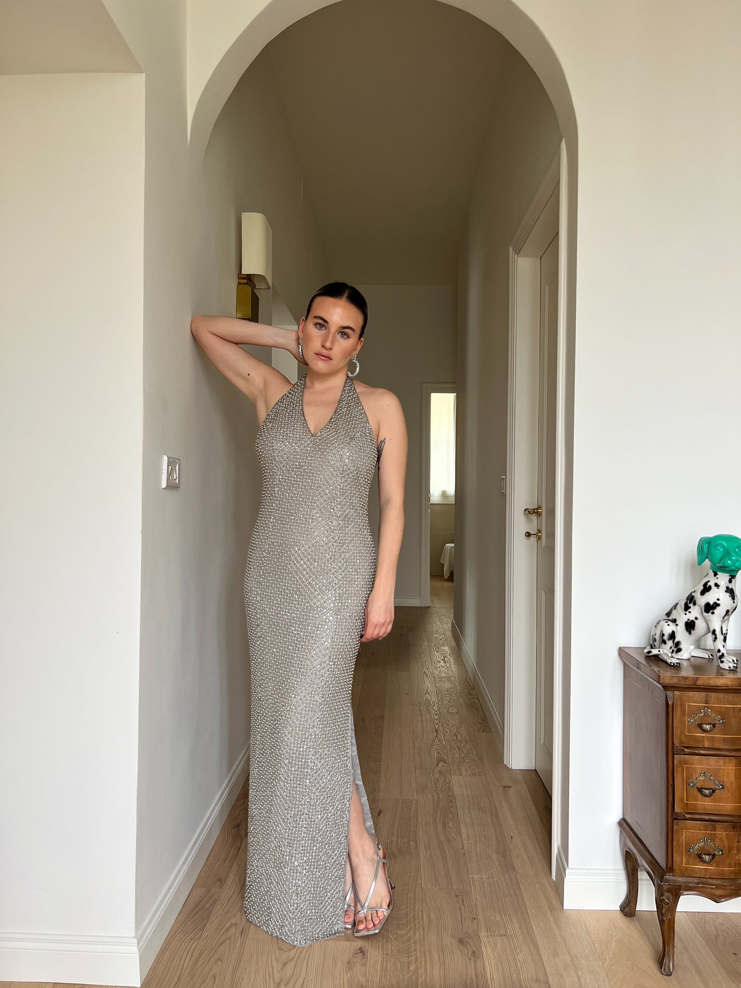 Tailored silver long dress