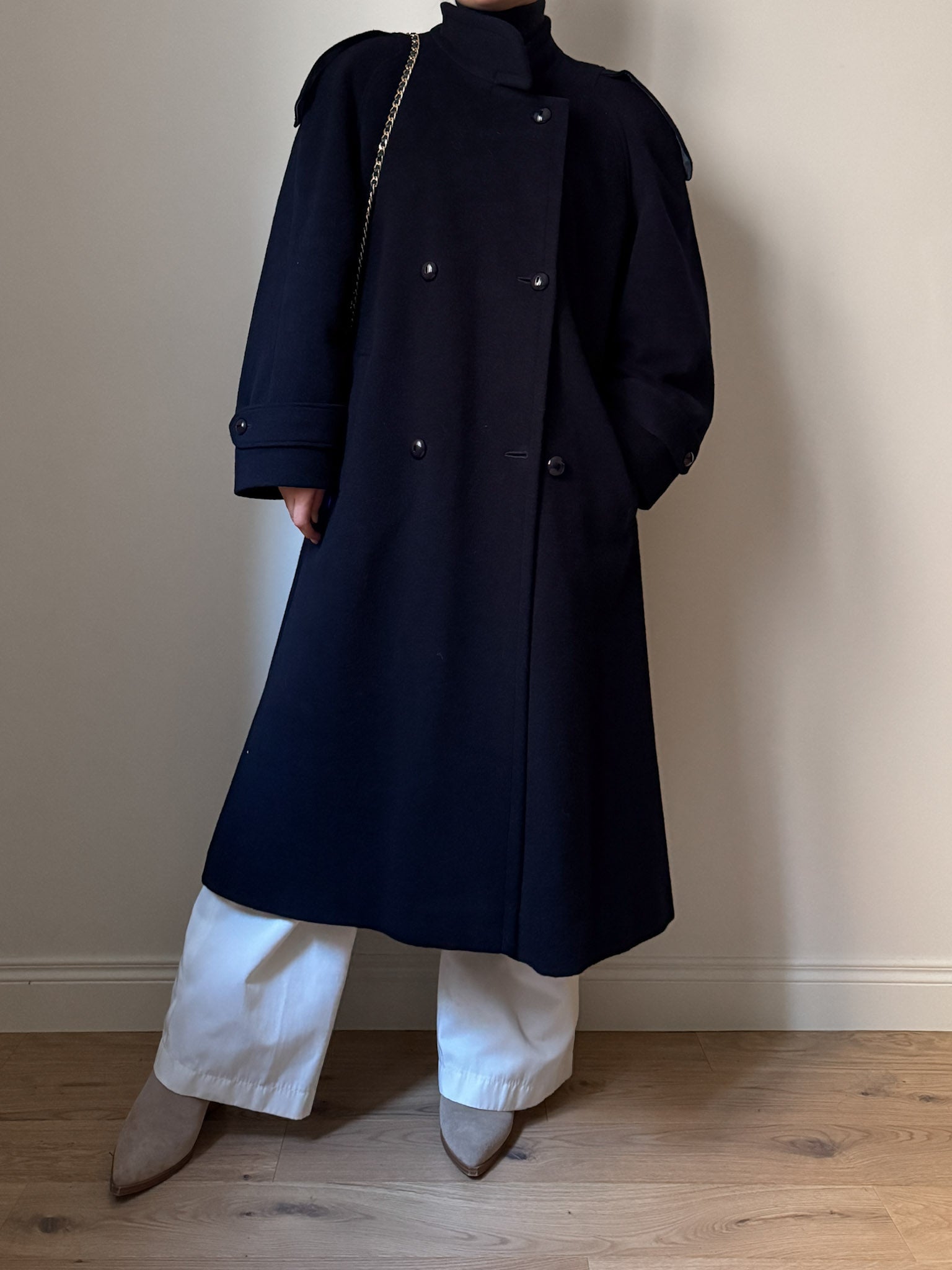 Wool and lambswool blue coat