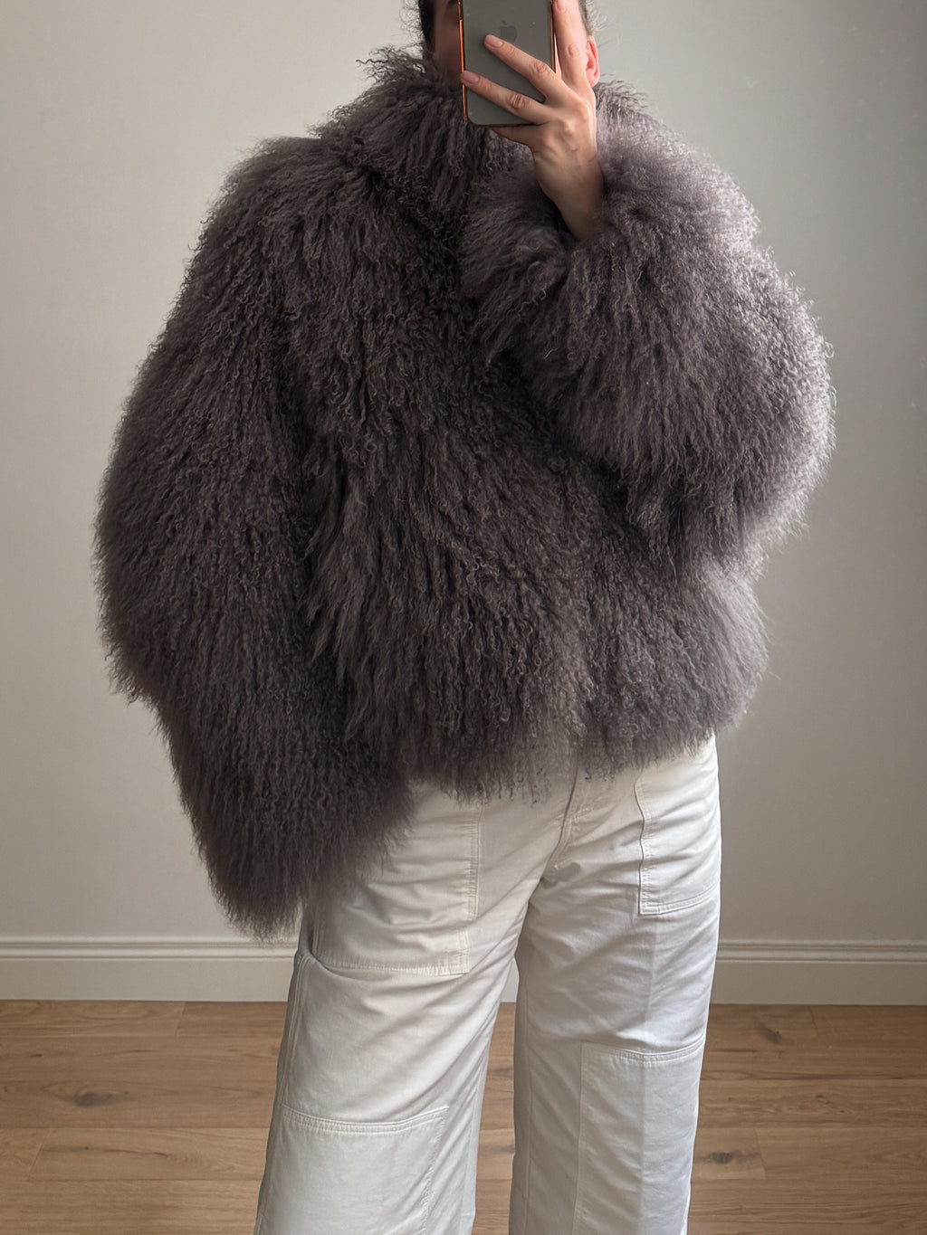 Mongolian grey fur jacket