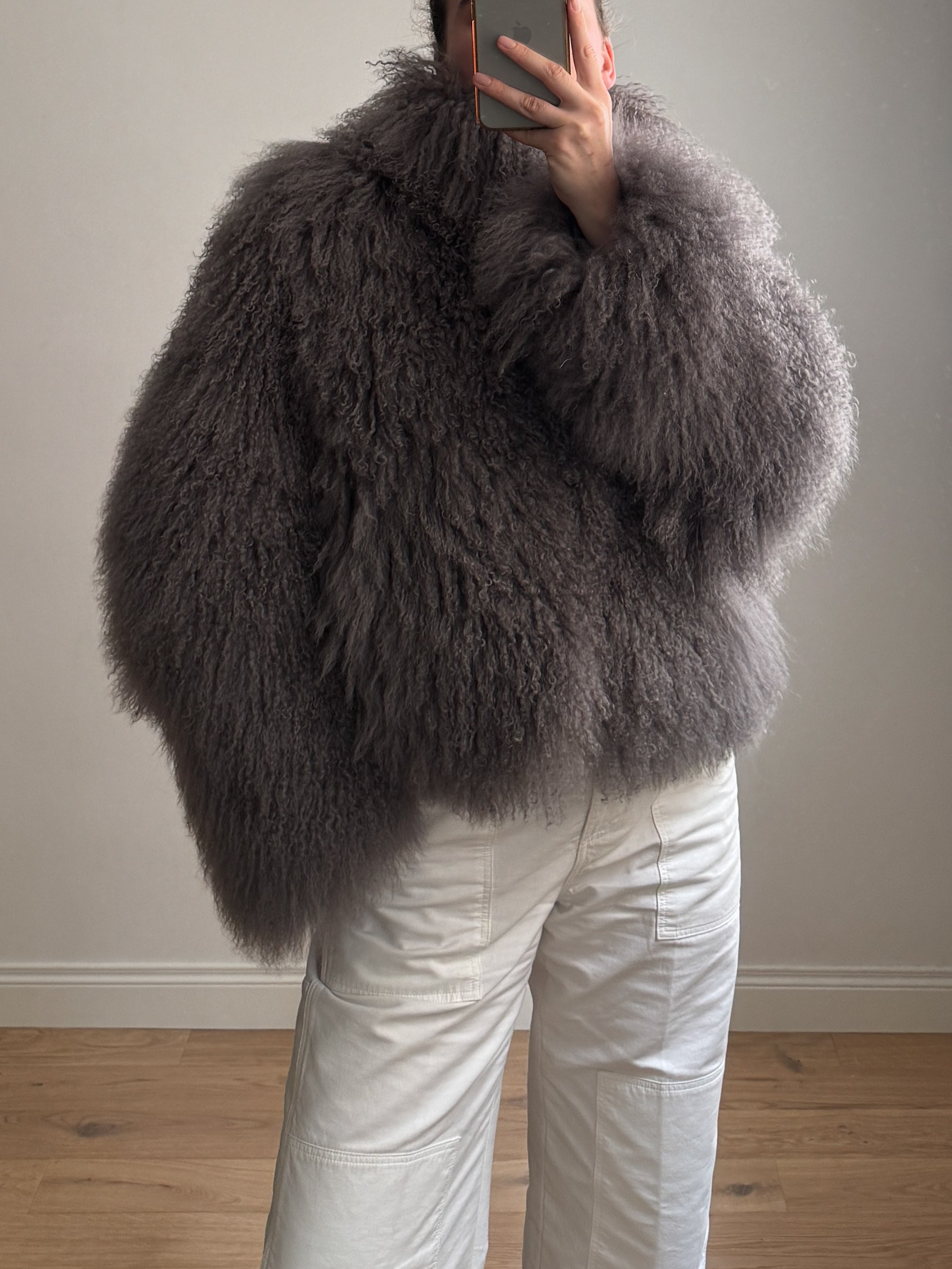 Mongolian grey fur jacket