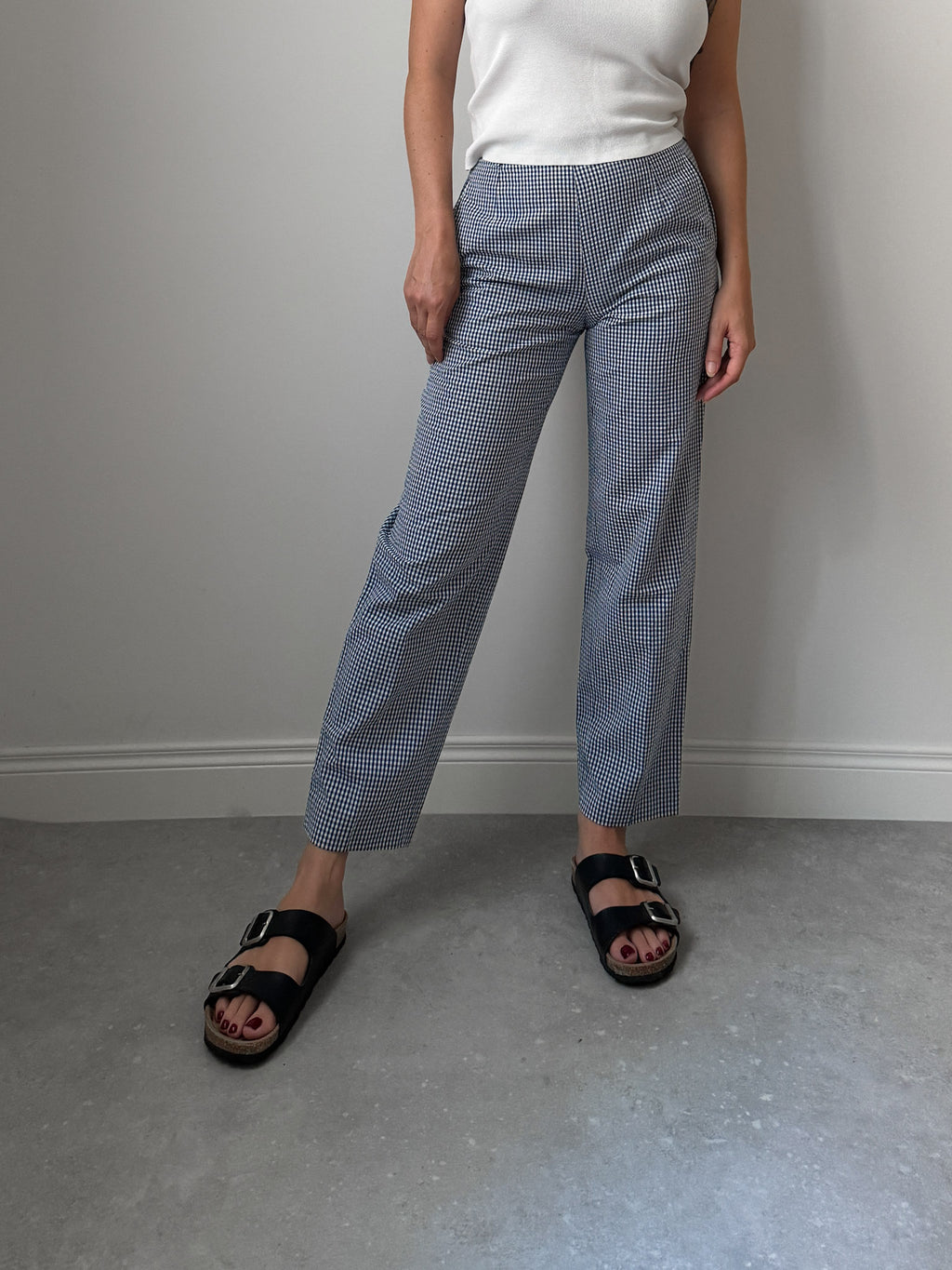 Cotton blue and white vichy pants