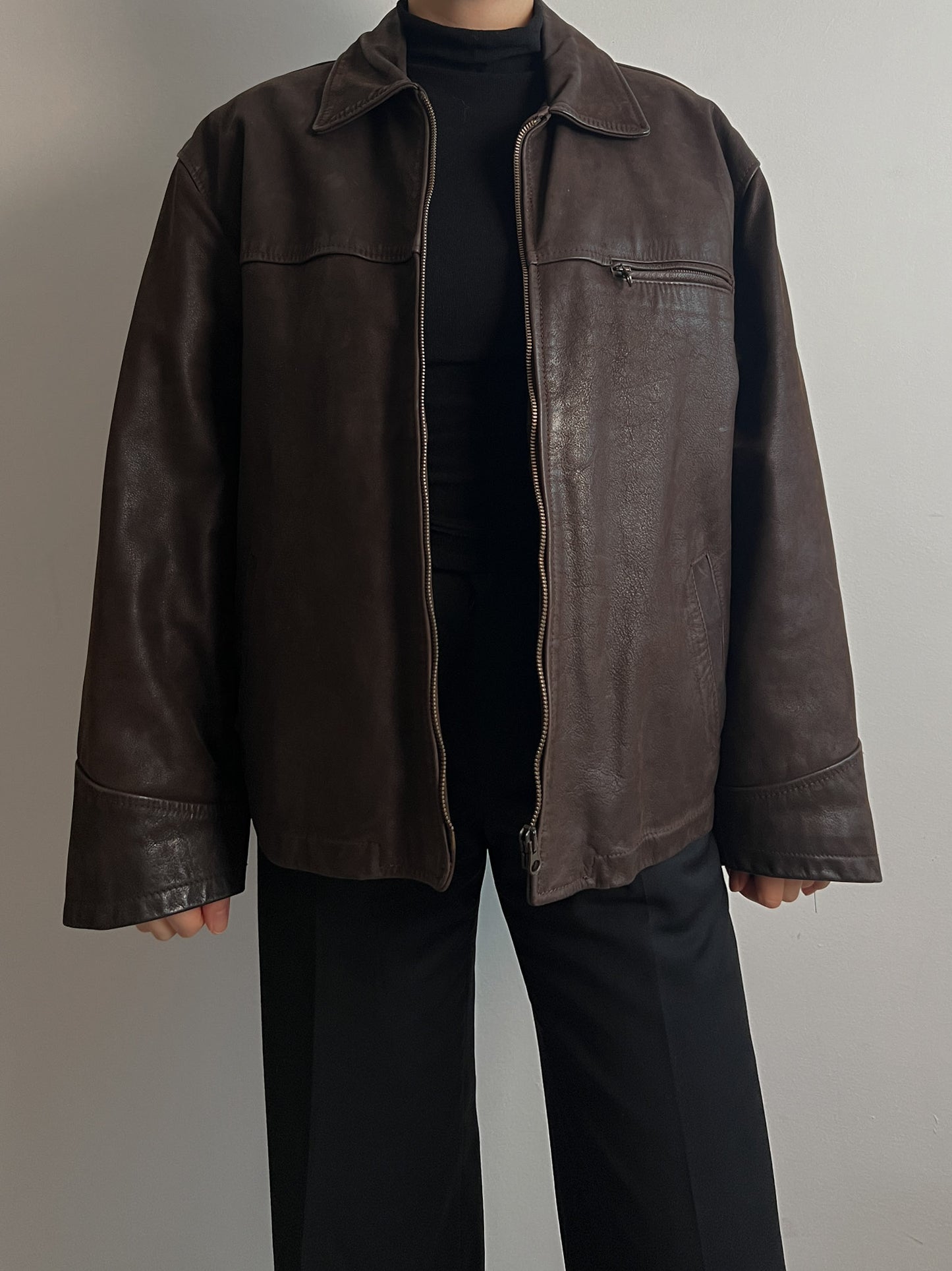 Real leather chocolate jacket