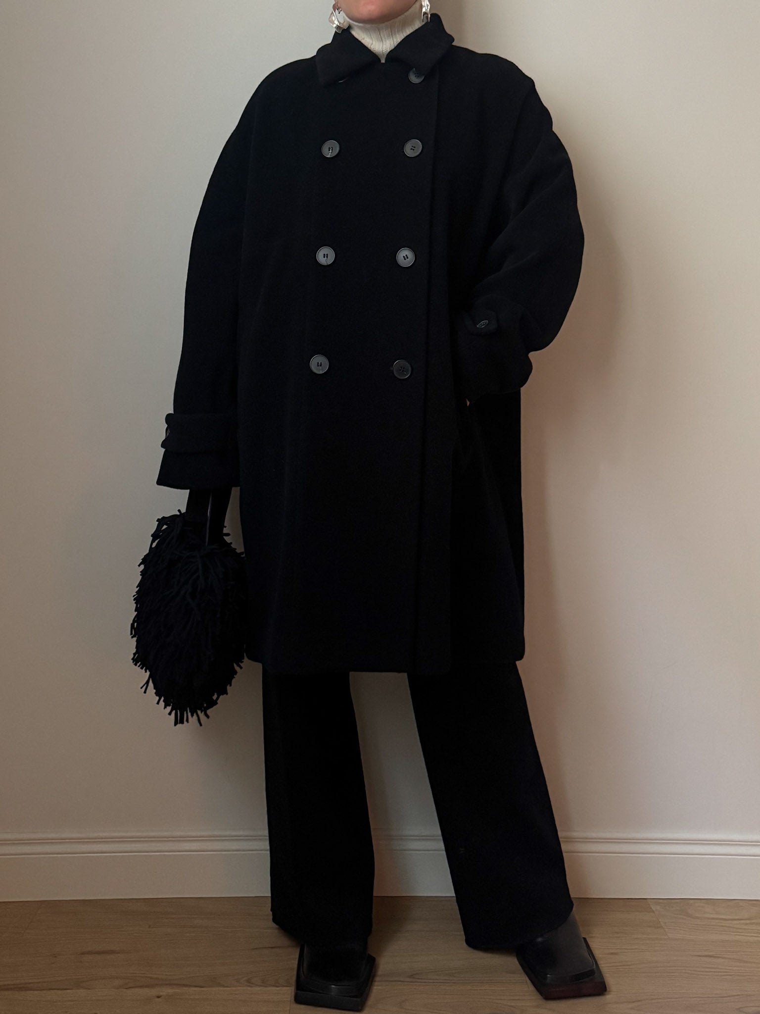 Pure virgin wool black coat