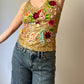 Floral sequins gold top