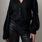 Pure wool embroidered black cardigan