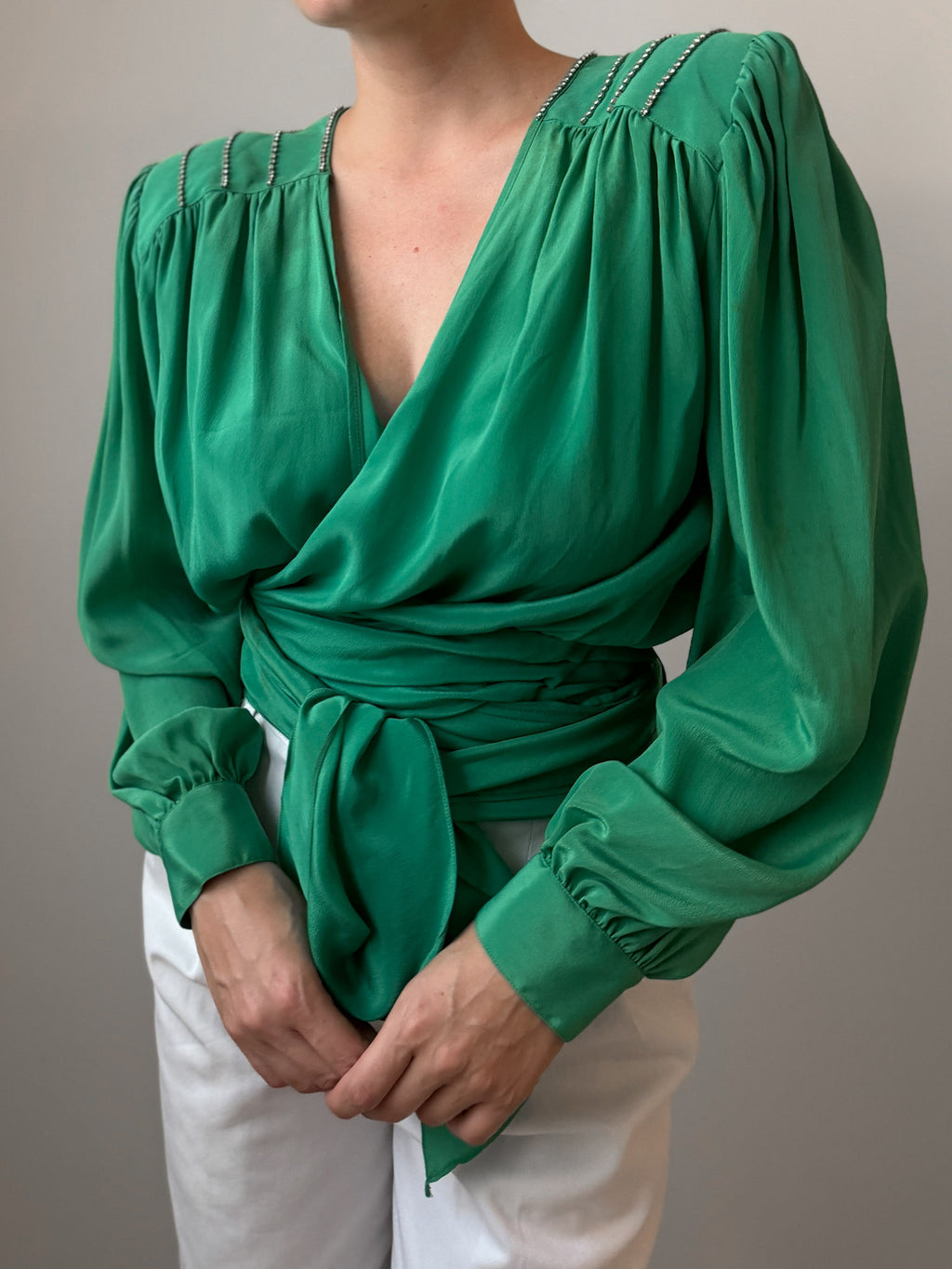 Silk blend green blouse