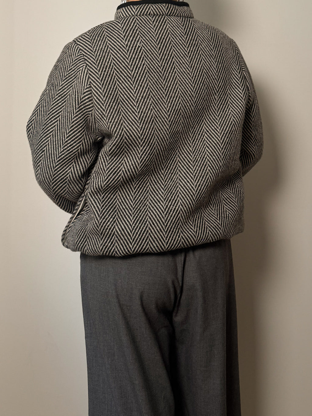 Pure wool black and white bomber