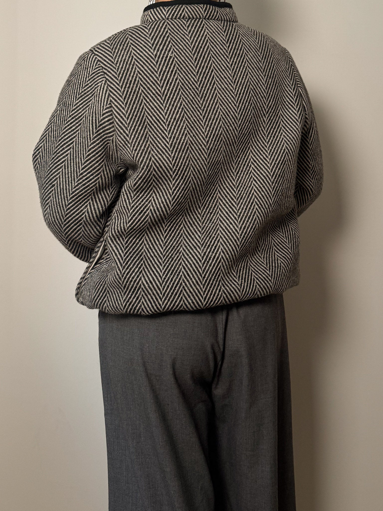 Pure wool black and white bomber