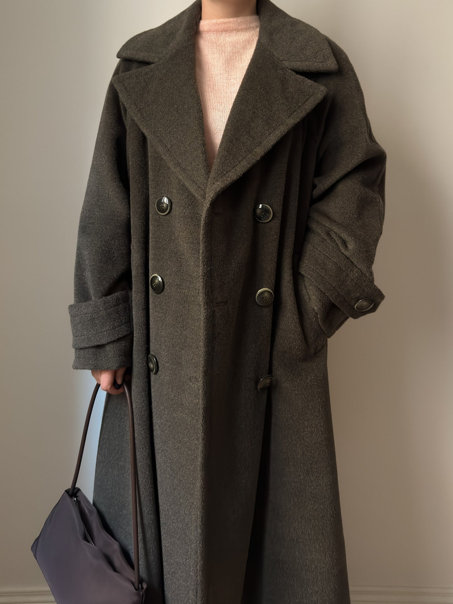 Wool and mohair olive coat