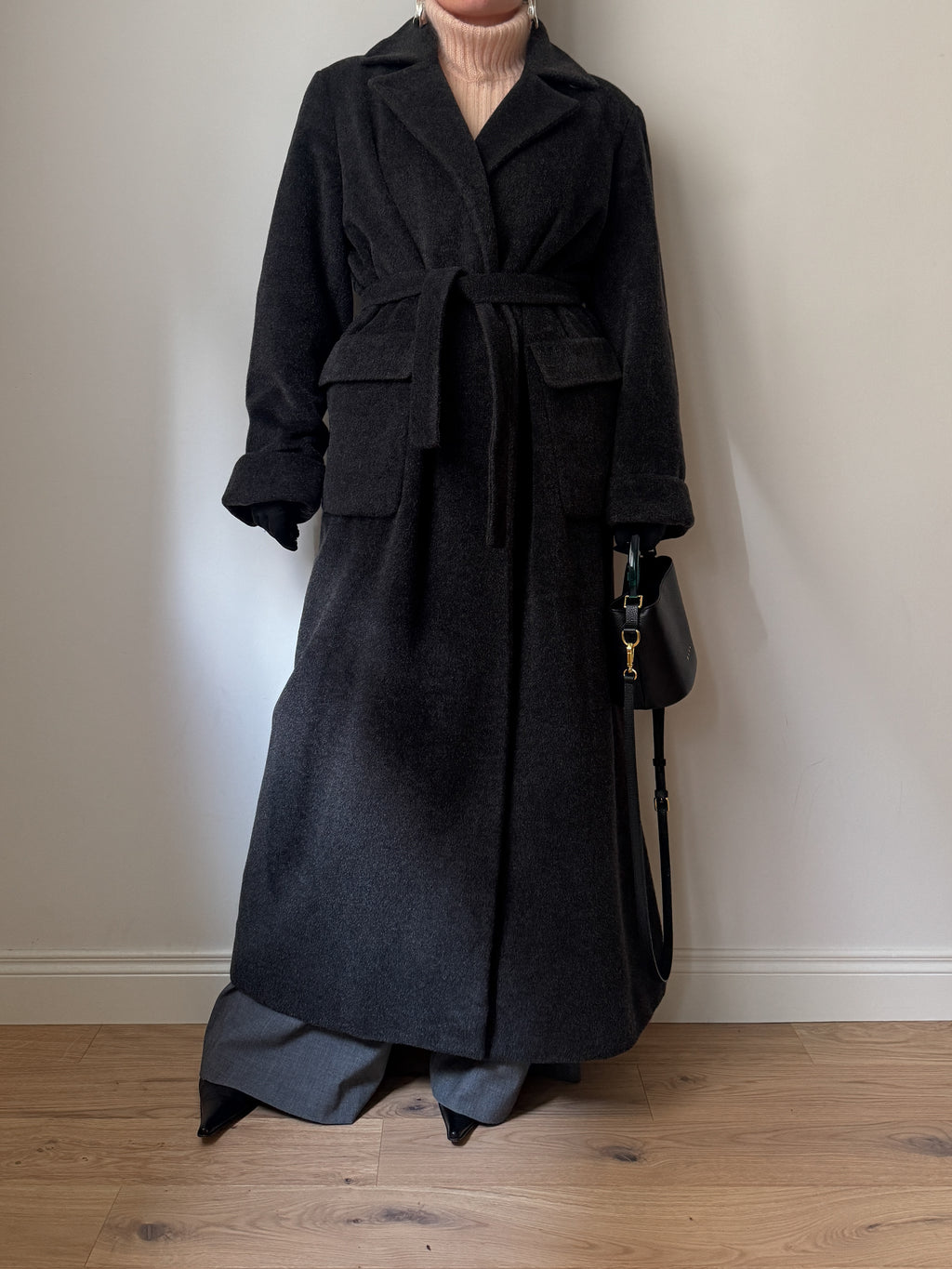 Marella wool and mohair anthracite coat