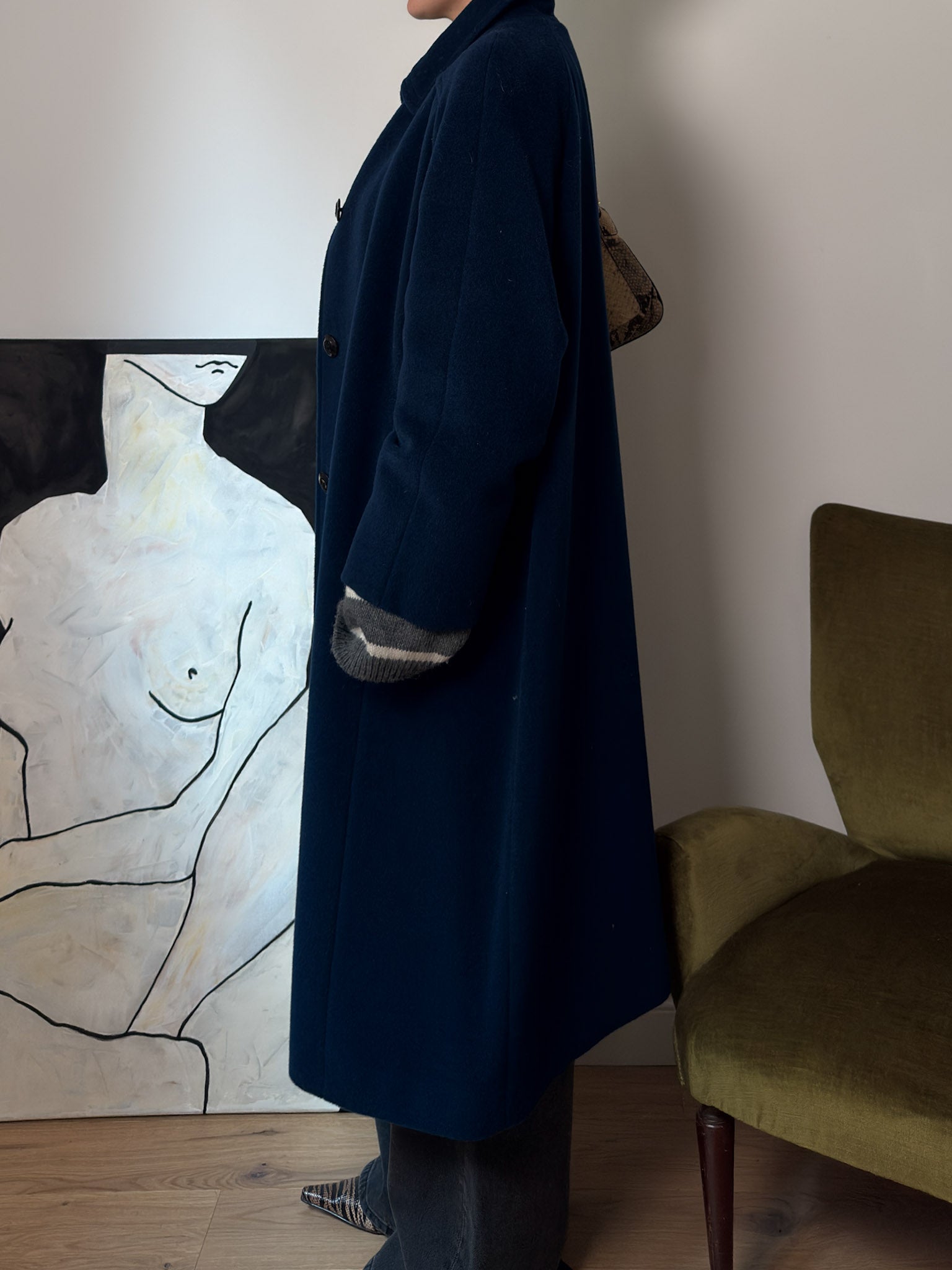 Pure virgin wool blue cobalt coat