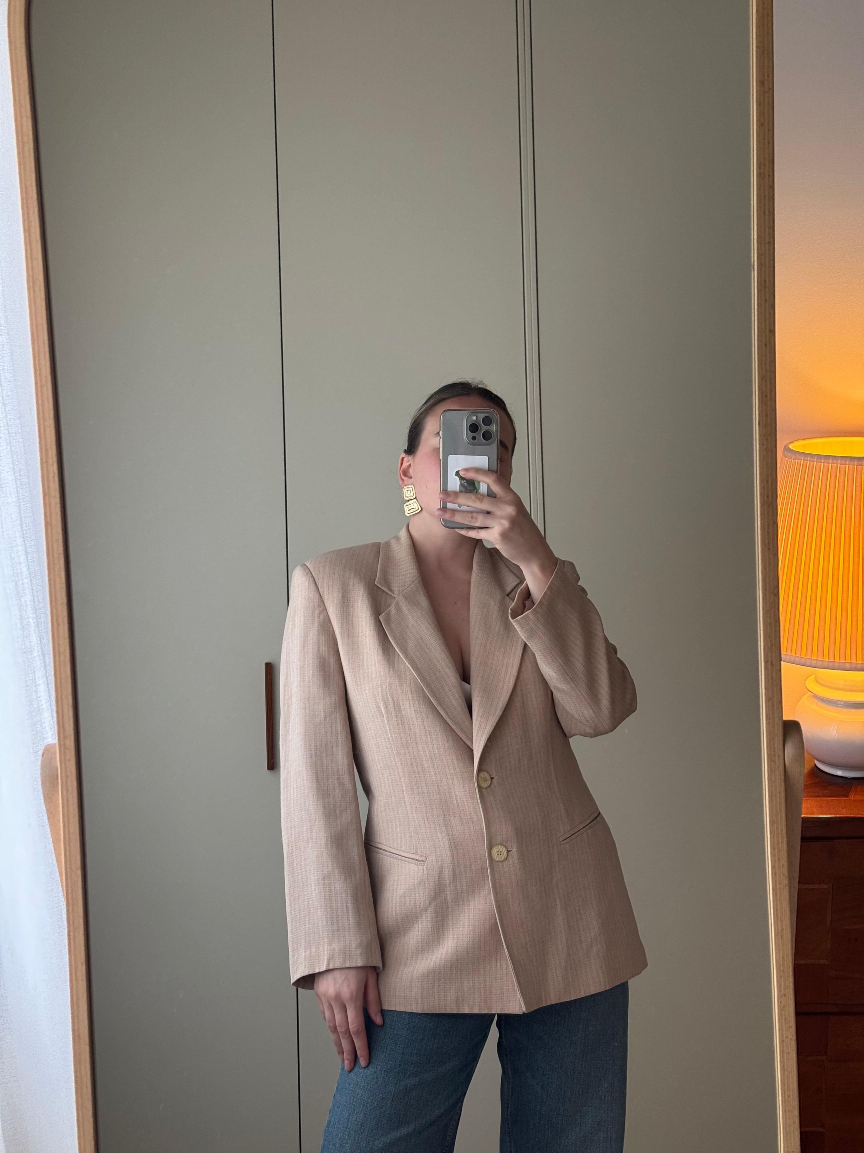 Viscose and wool pink blazer