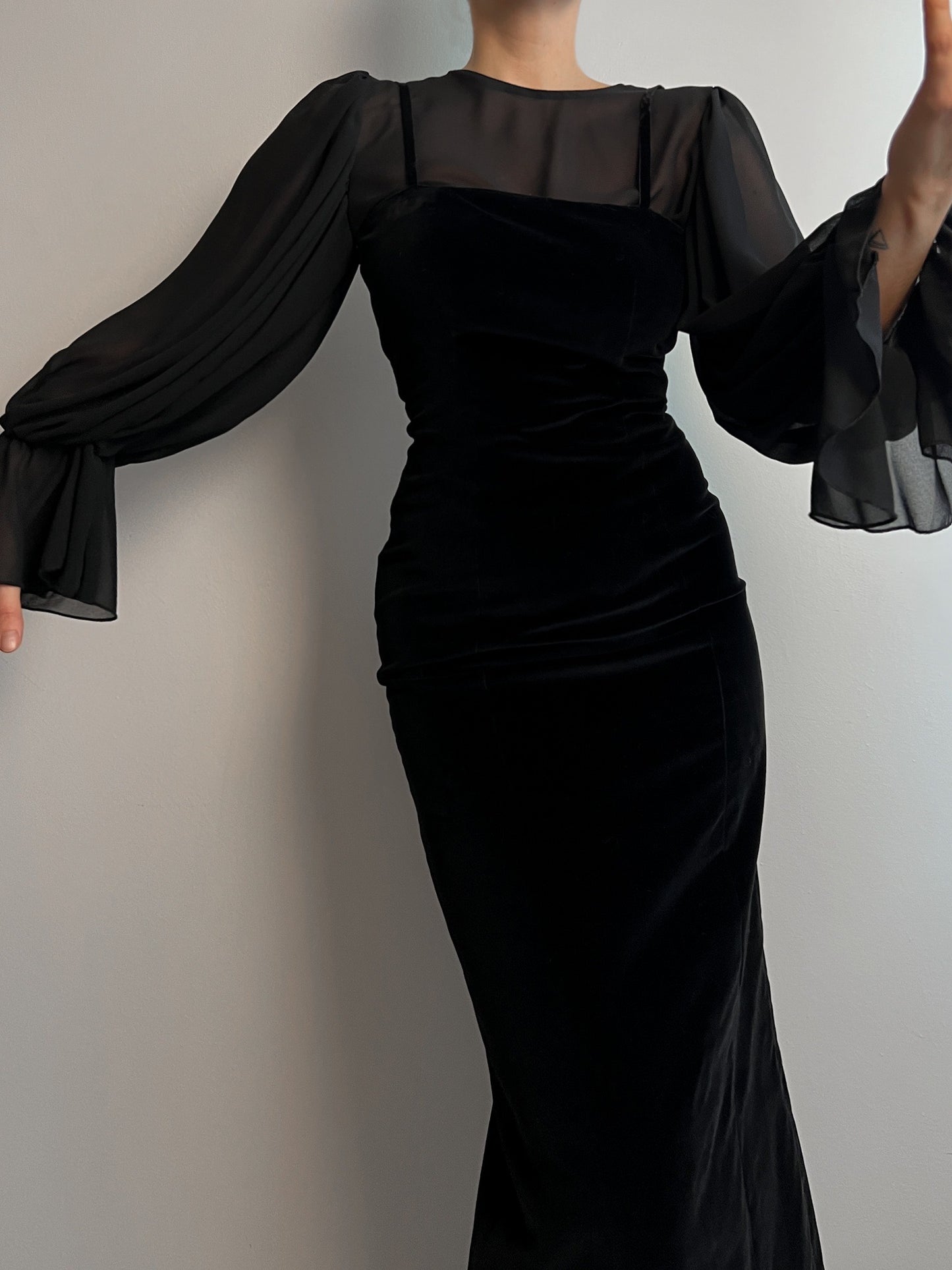 Velvet black long dress