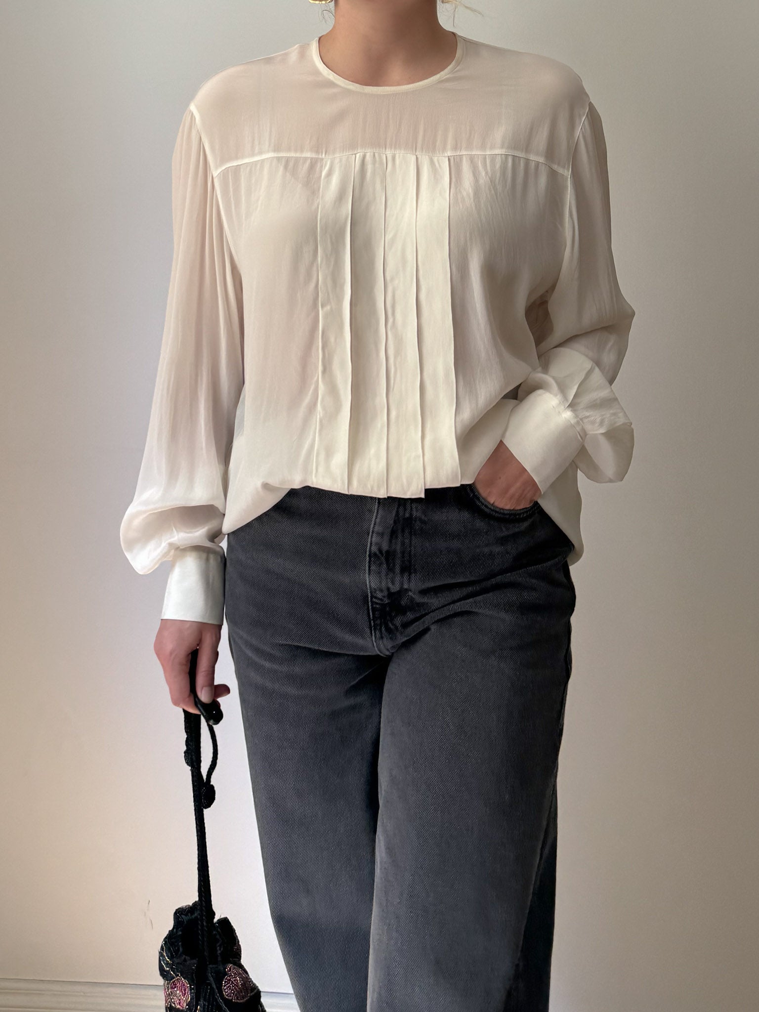 Silk blend ivory blouse