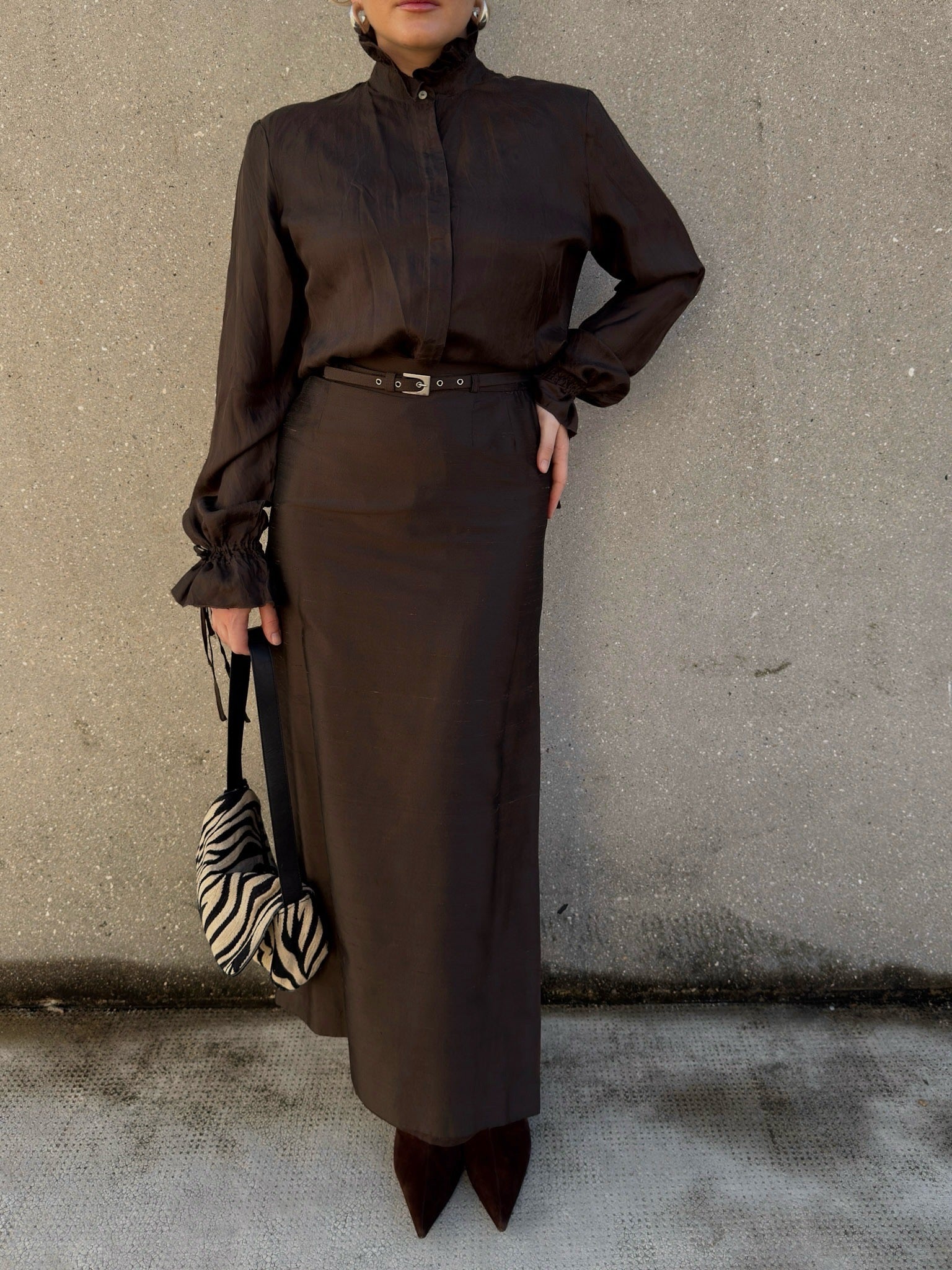 Max Mara silk chocolate  skirt