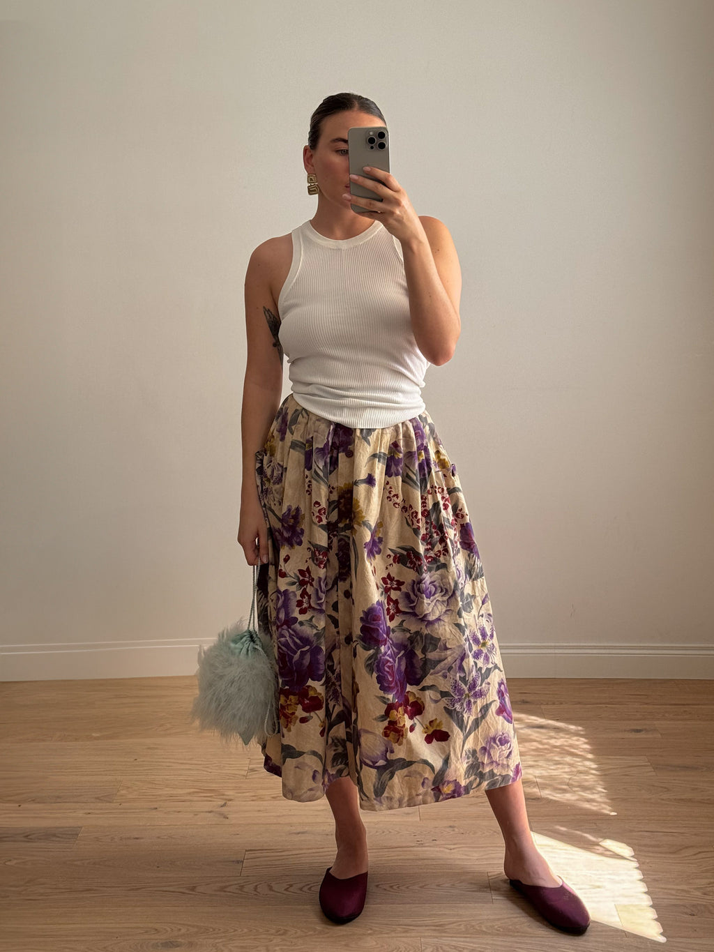 Pure cotton floral skirt