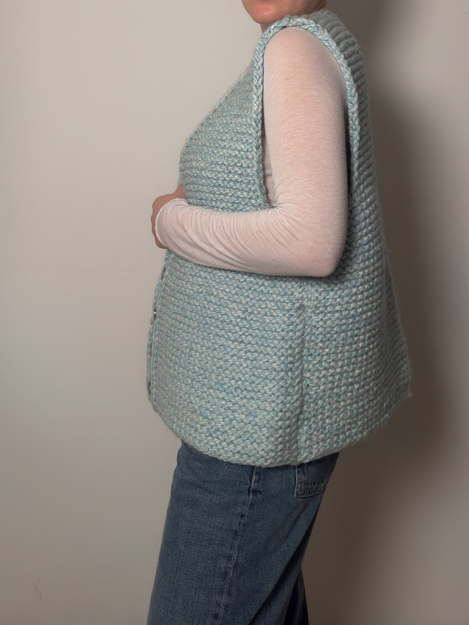 Pure wool handmade sky vest