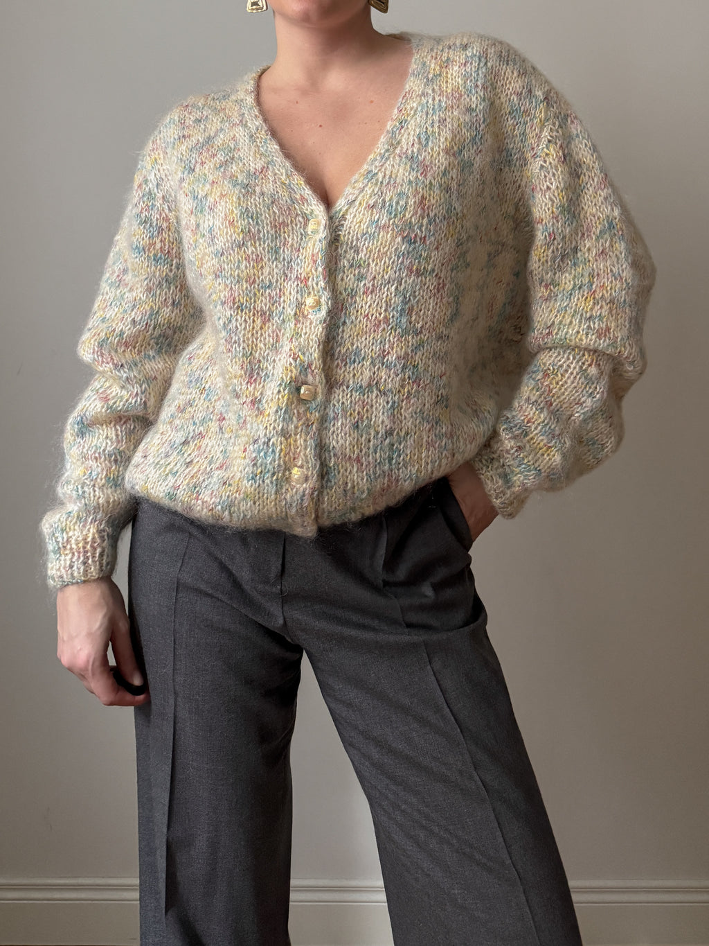 Pure wool embroidered cardigan