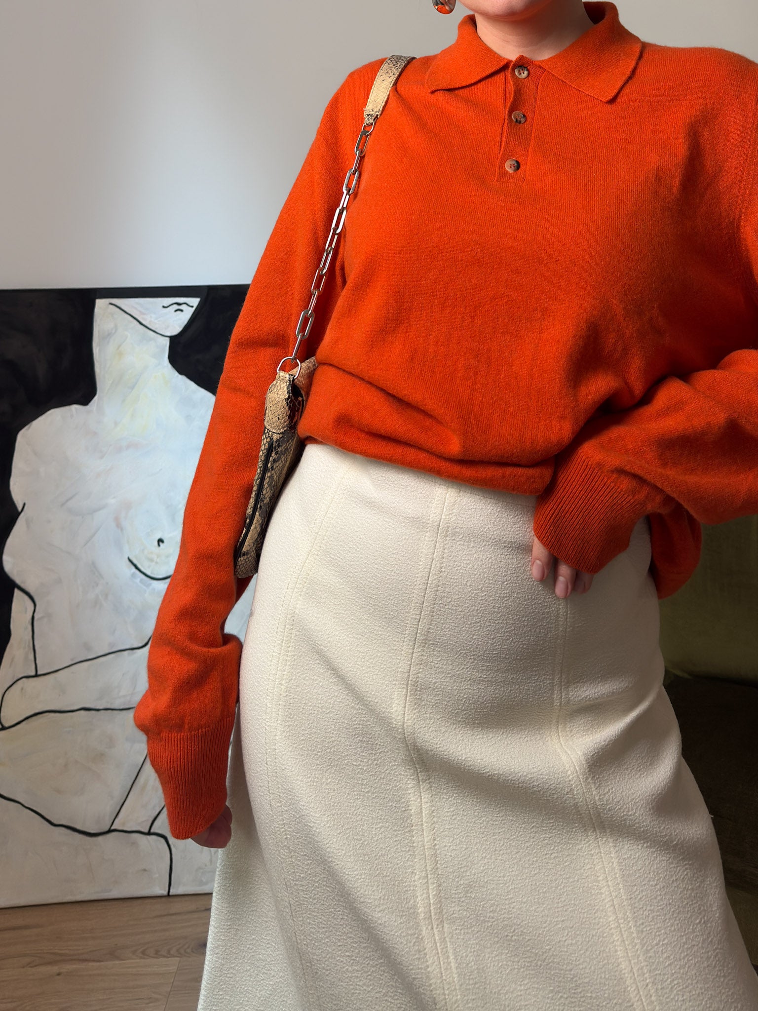 Pure cashmere orange pull