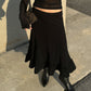 Mesh and wool black skirt