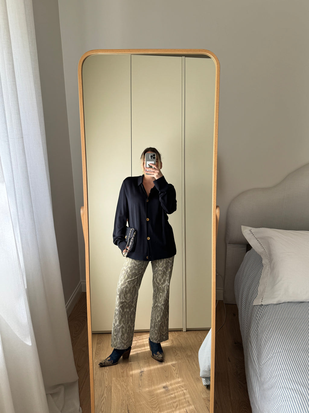 Pure viscose blue cardigan