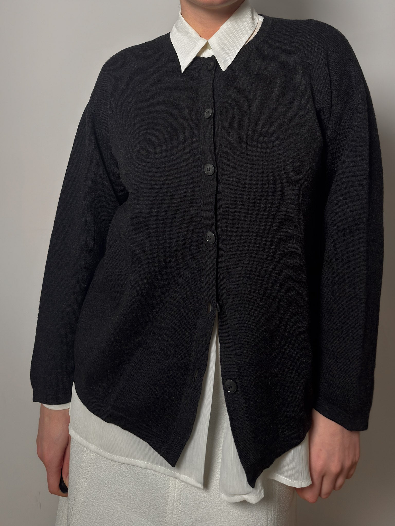 Pure merino wool anthracite cardigan